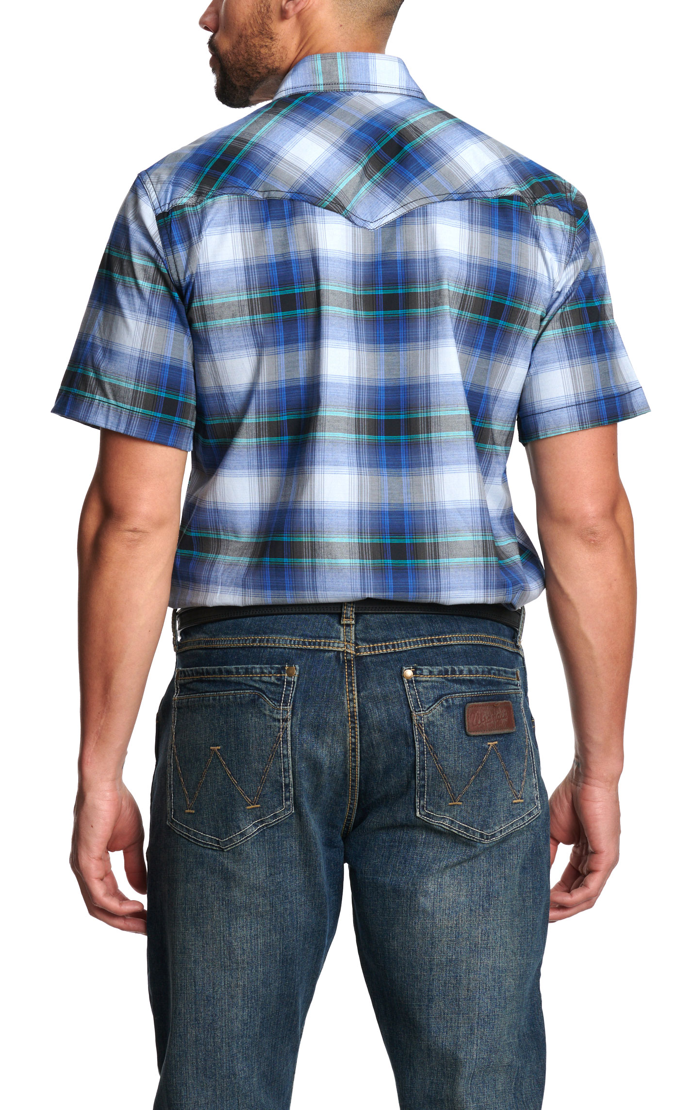 Rafter C Red Dirt Collection Men's Blue Plaid Western Shirt - Image 1