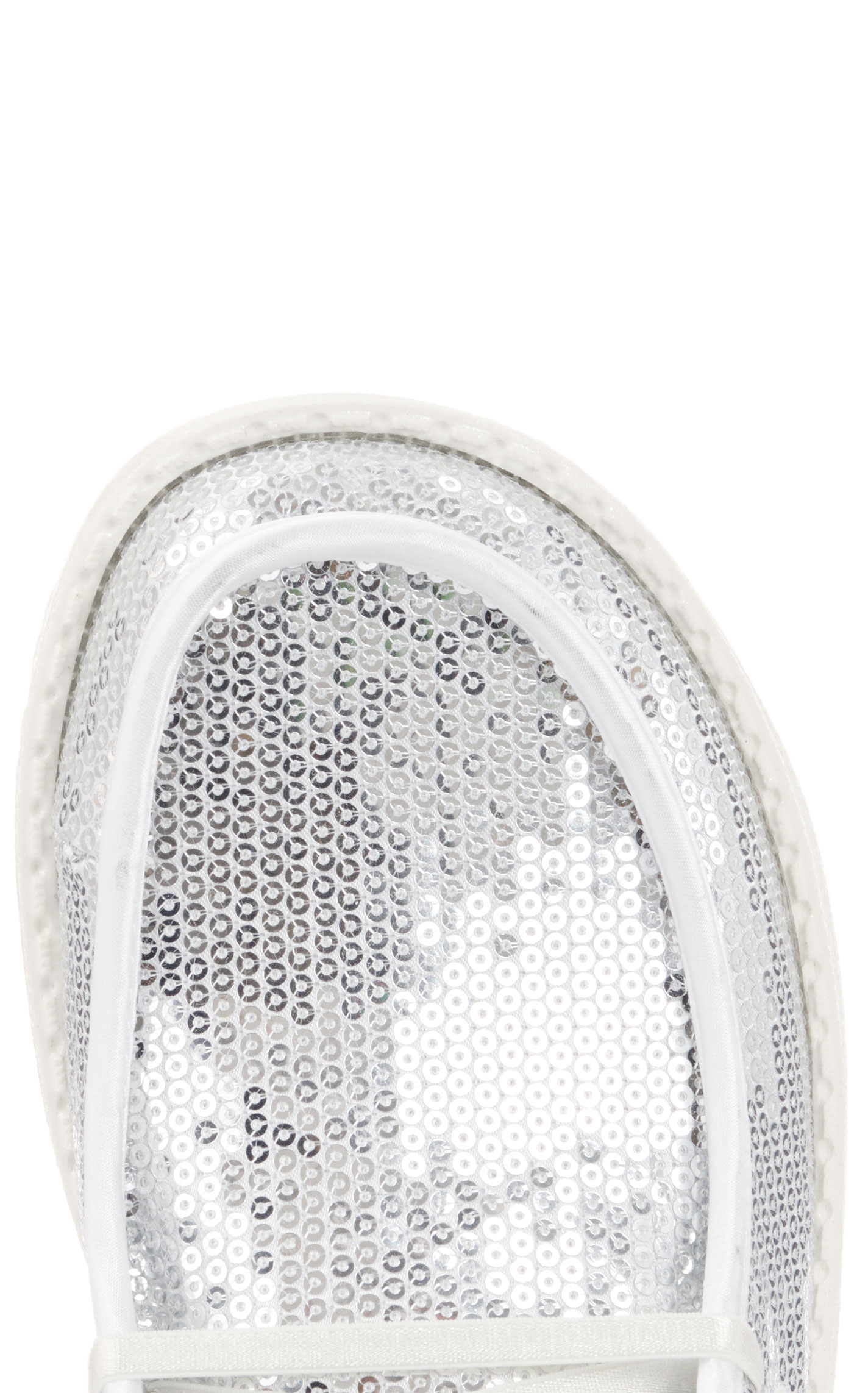 Hey Dude Women’s Wendy Disco Silver and White Sequin Casual Shoes - Image 1