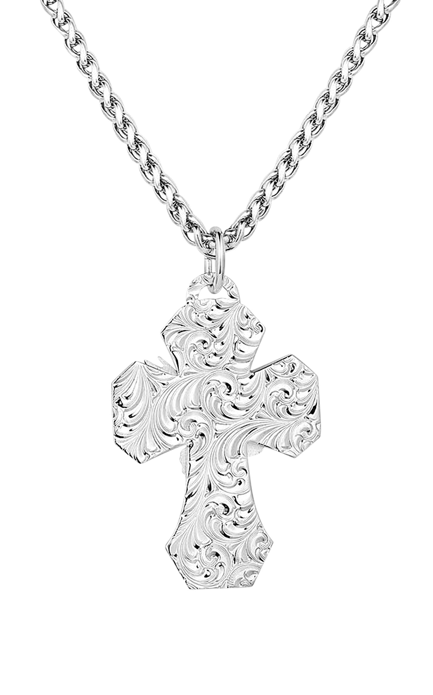 Montana Silversmiths Men's Silver Copper & Gold Eagle & Flag Cross Necklace - Image 1