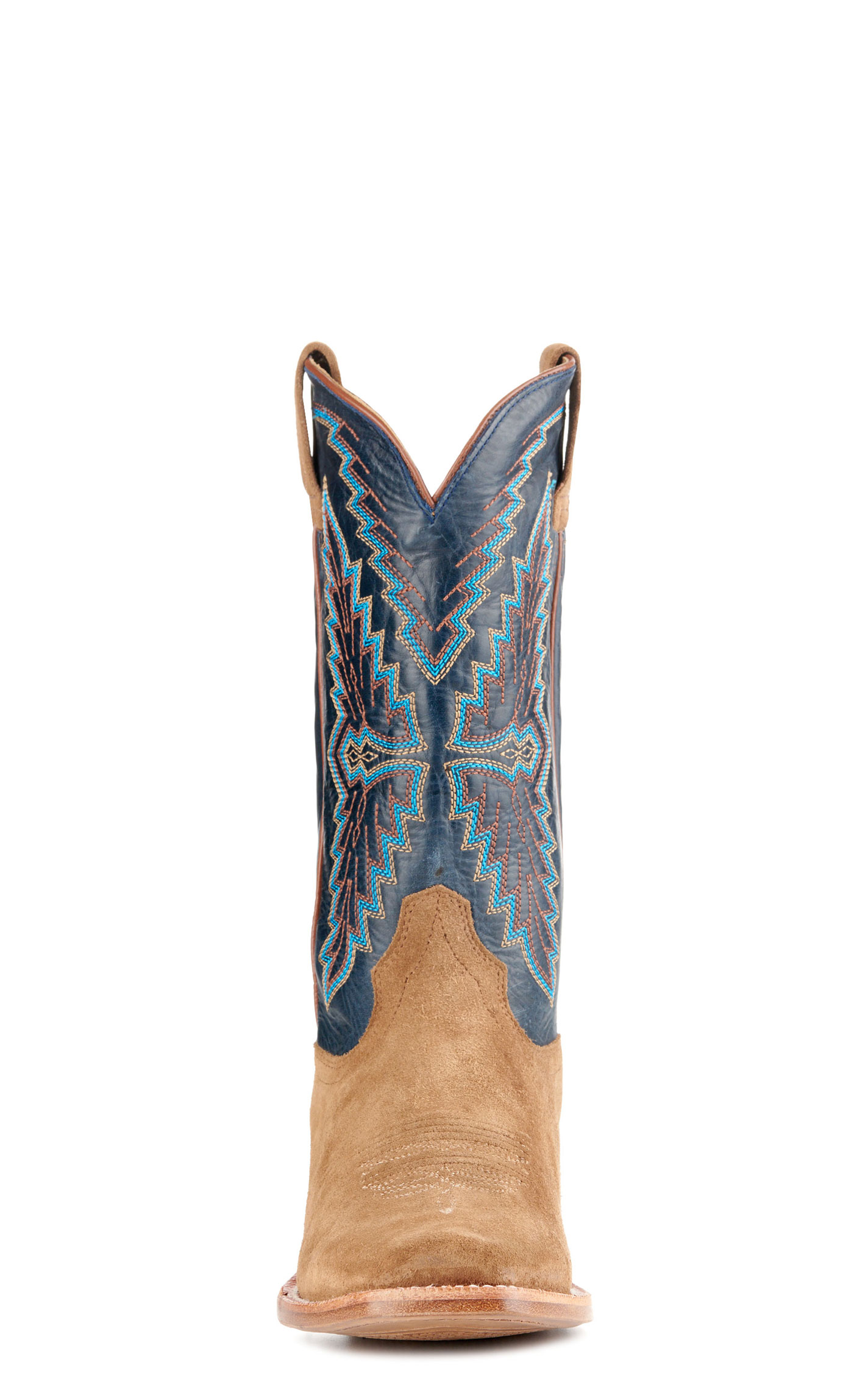 Ariat Men's Futurity Showman Tan Roughout and Navy TekStep Punchy Square Toe Cowboy Boots - Image 1