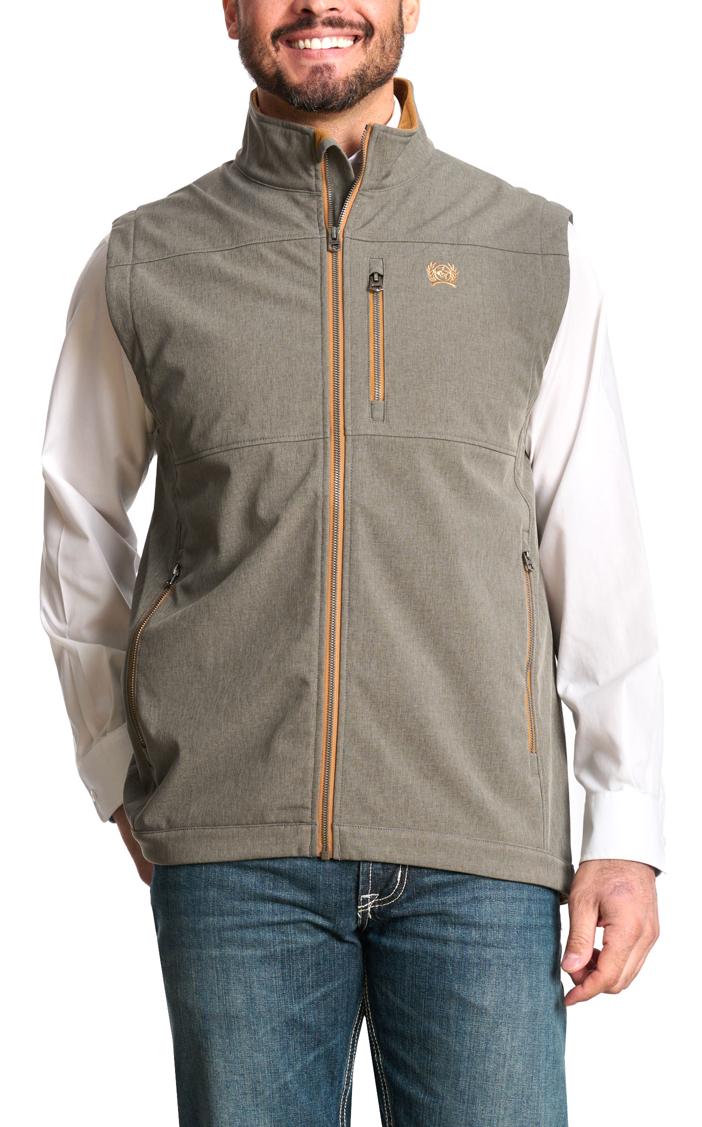 Cinch Men's Green-Gray Logo Back Embroidered Bonded Vest - Image 1