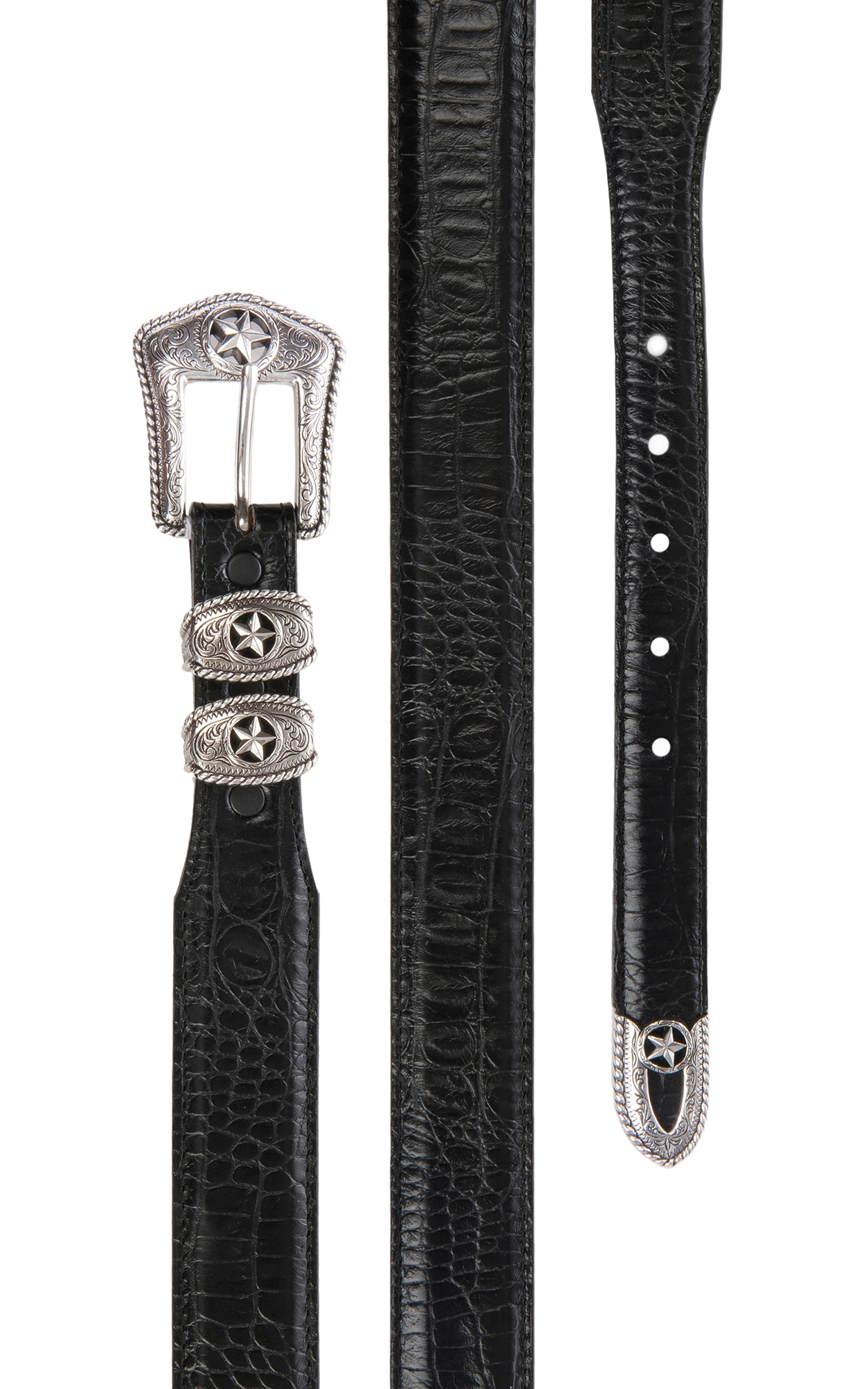 Tony Lama Men's Black Country Croc Print Western Belt - Image 1