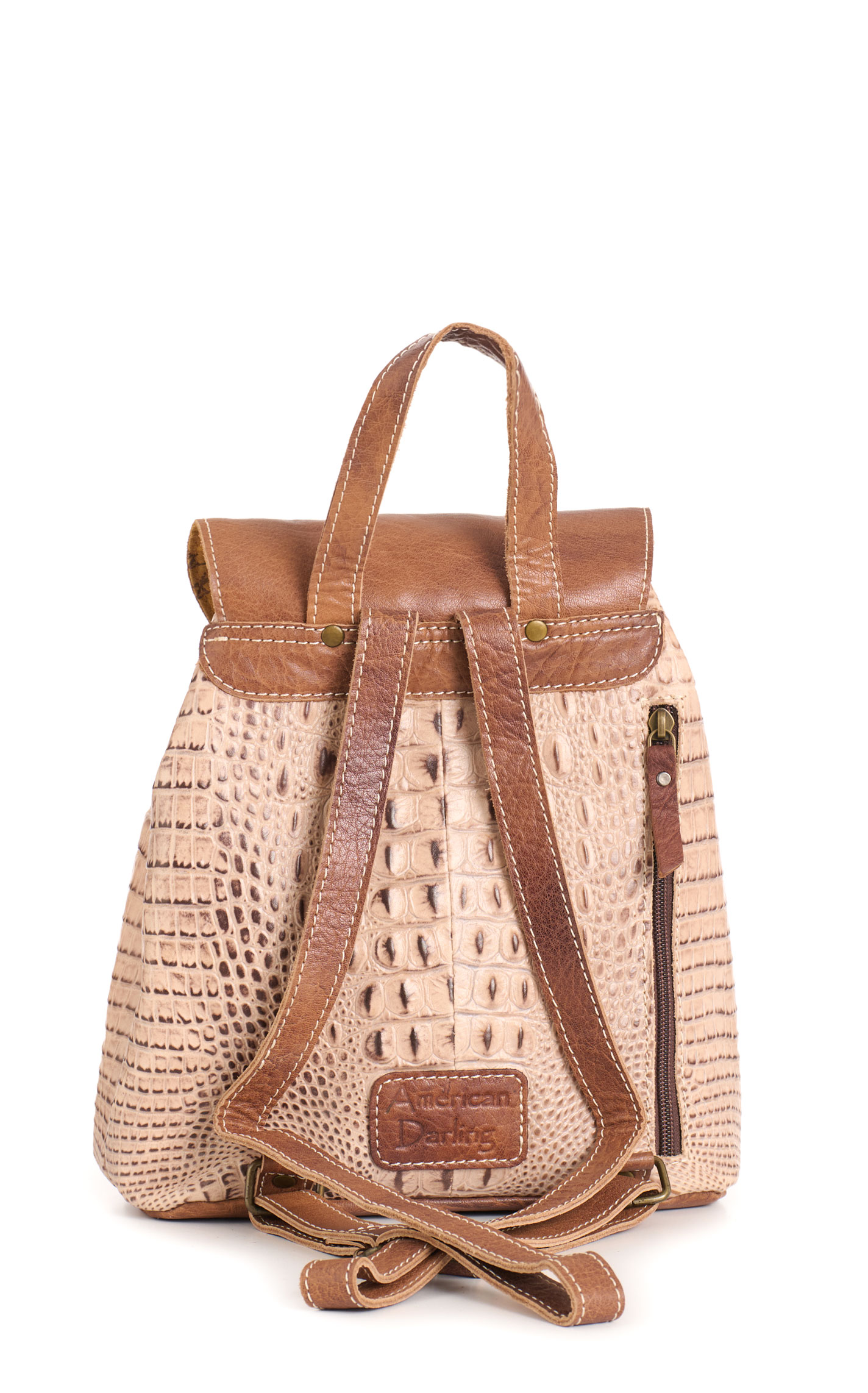 American Darling Cinnamon Latte Leather Backpack Style Bag - Image 1