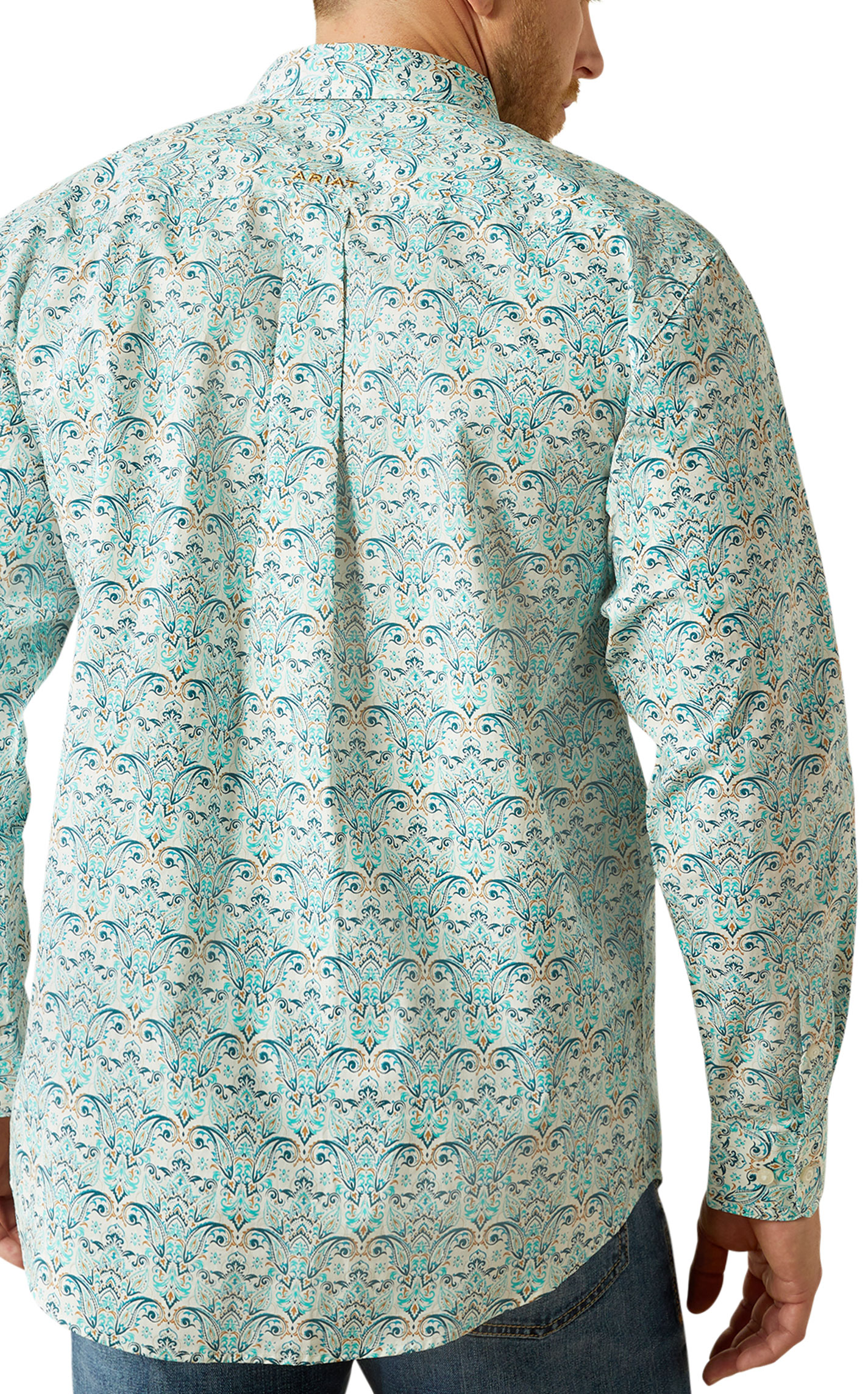 Ariat Men's Jerome Navy & Turquoise Paisley Western Shirt - Image 1