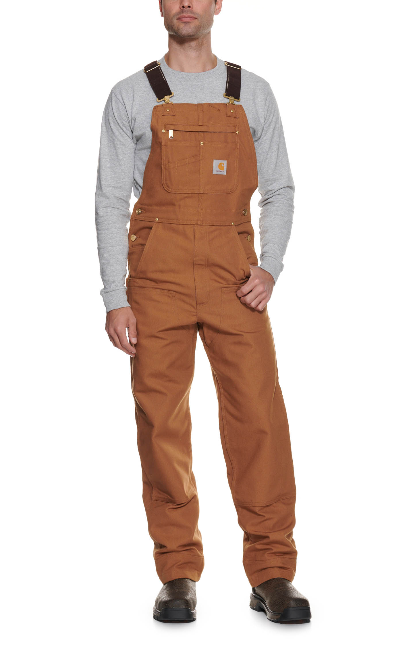 Carhartt Brown Duck Unlined Bib Overalls - Image 1