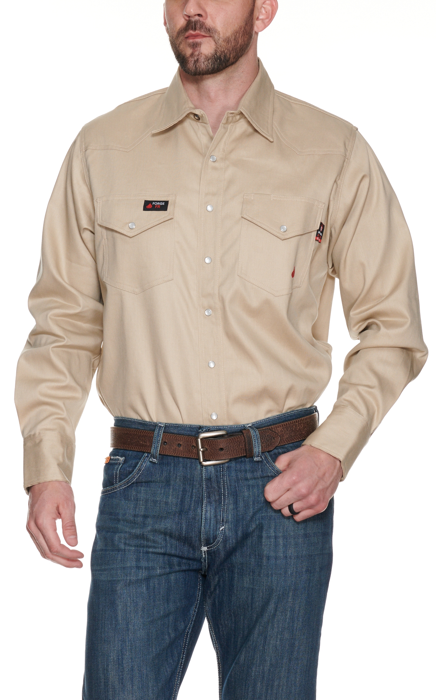 Forge Workwear FR Men's Stone Long Sleeve Work Shirt - Image 1