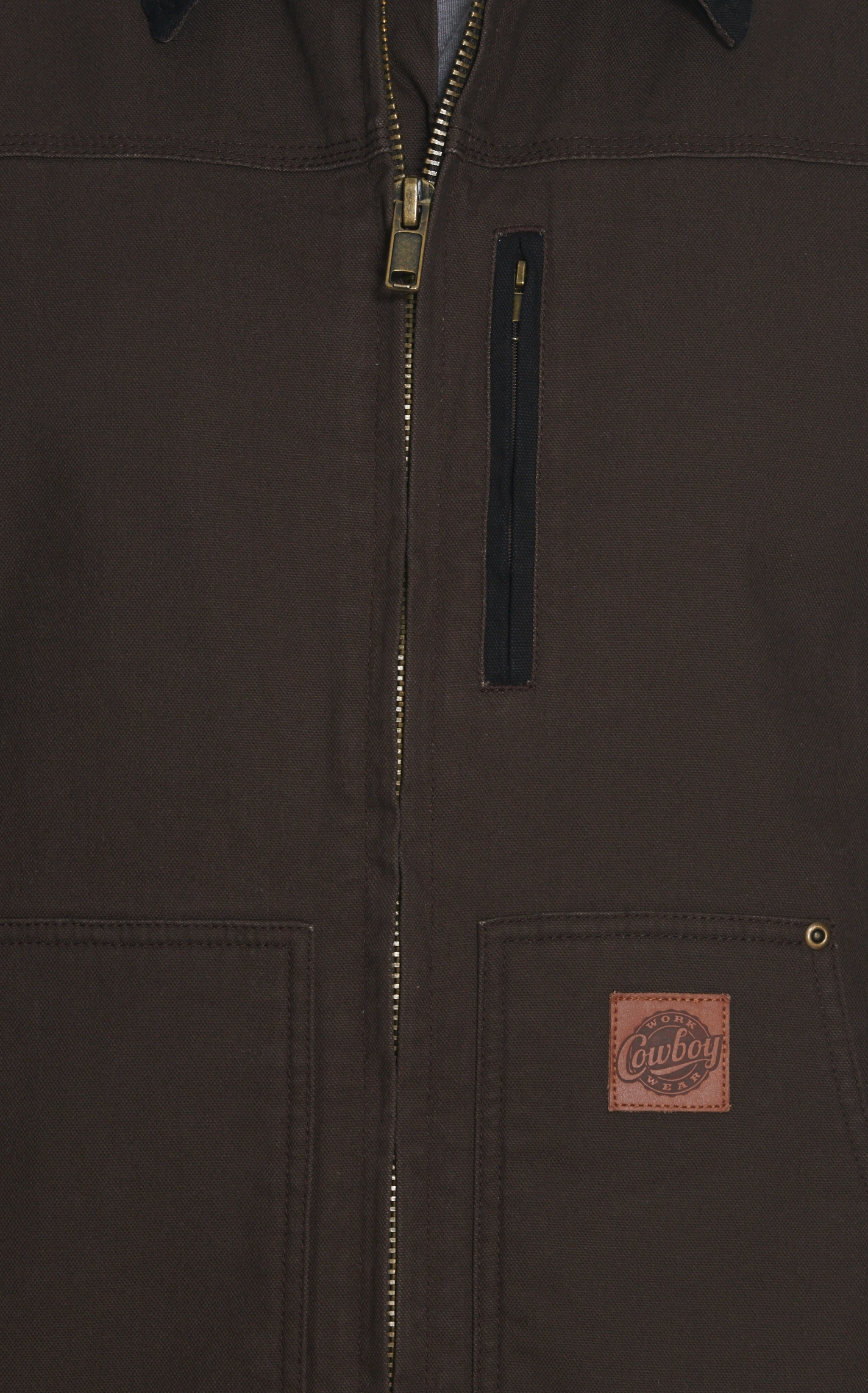 Cowboy Workwear Men's Dark Brown Fleece Lined Canvas Rancher Coat - Image 1