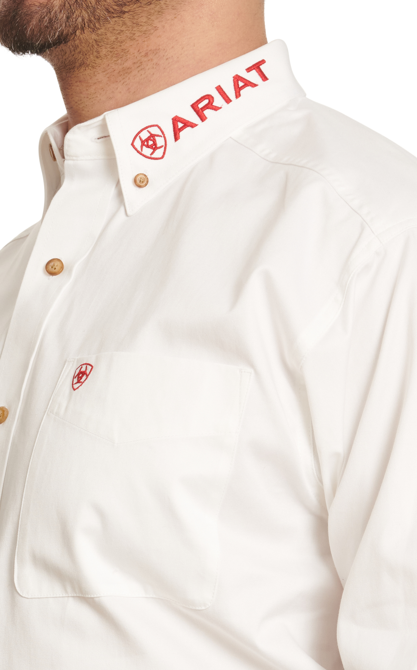 Ariat Men's Team White & Mexican Flag Sleeve Logo Western Shirt - Image 1