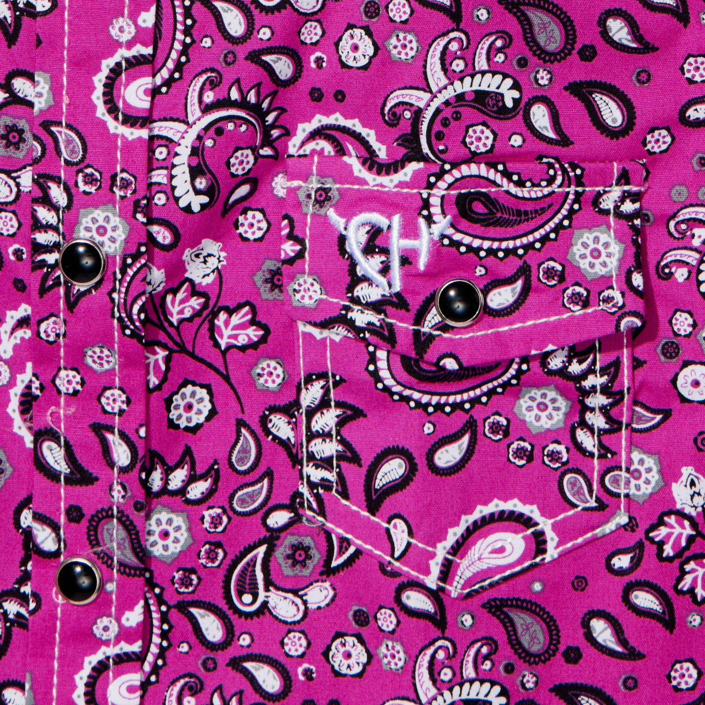 Cowgirl Hardware Girl's Black & Berry Paisley Western Shirt - Image 1