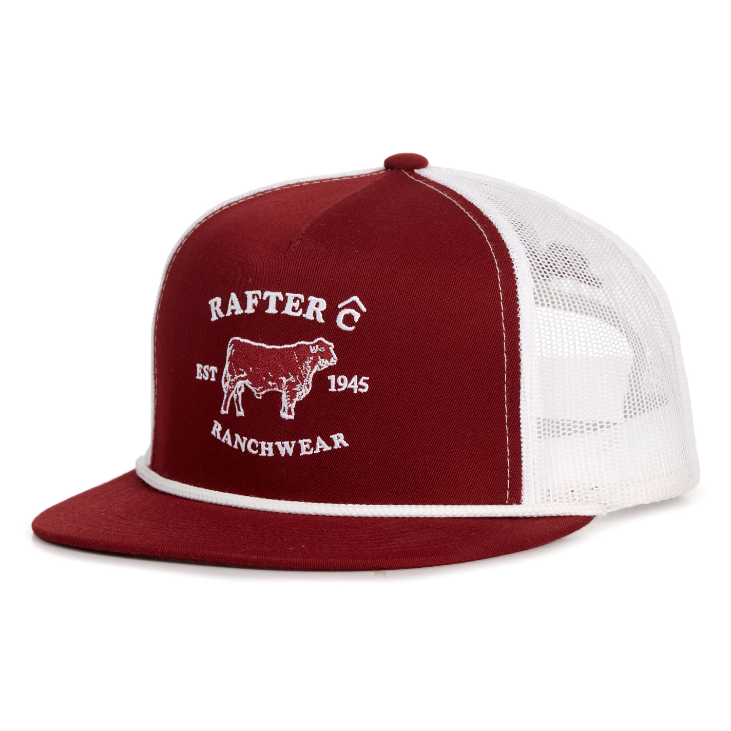 Rafter C Men's Burgundy White Steer Logo Cap - Image 1