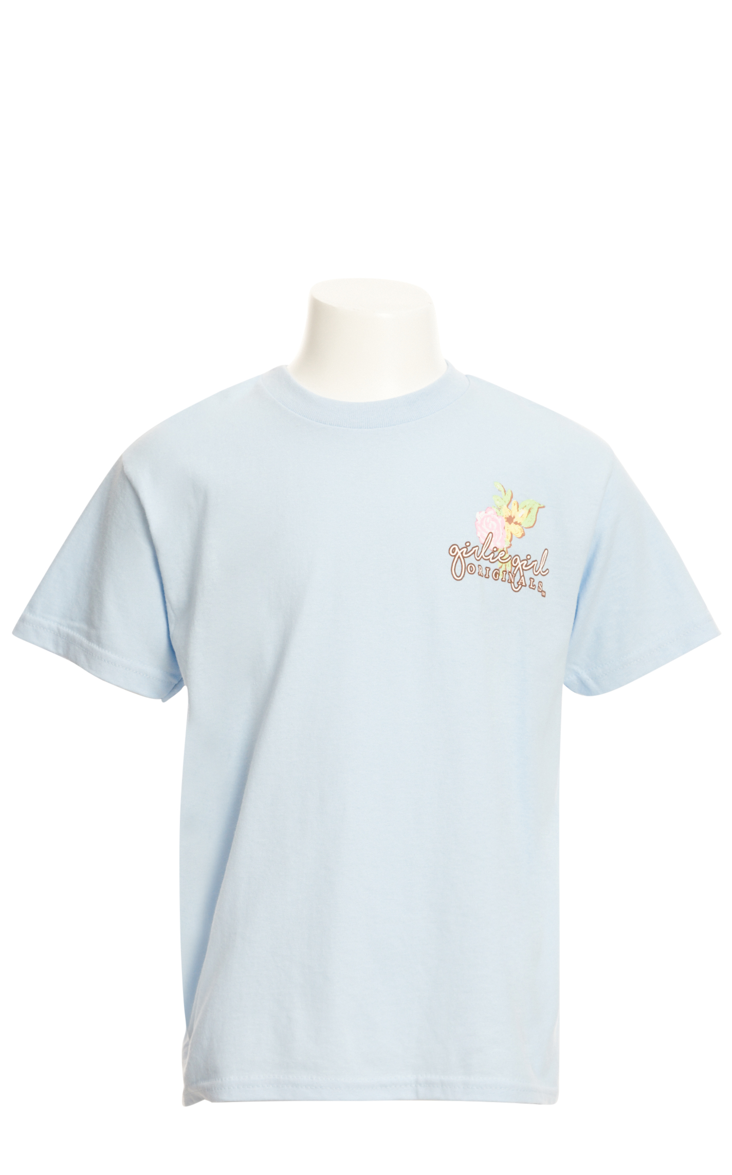Girlie Girl Girl's Baby Blue Cow & Flowers I Am Moody Graphic Short Sleeve T-Shirt - Image 1