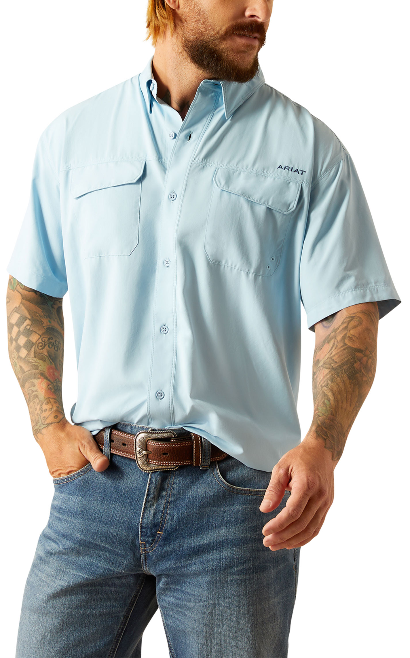 Ariat Men's VentTEK Outbound Sky Blue Shirt - Image 1