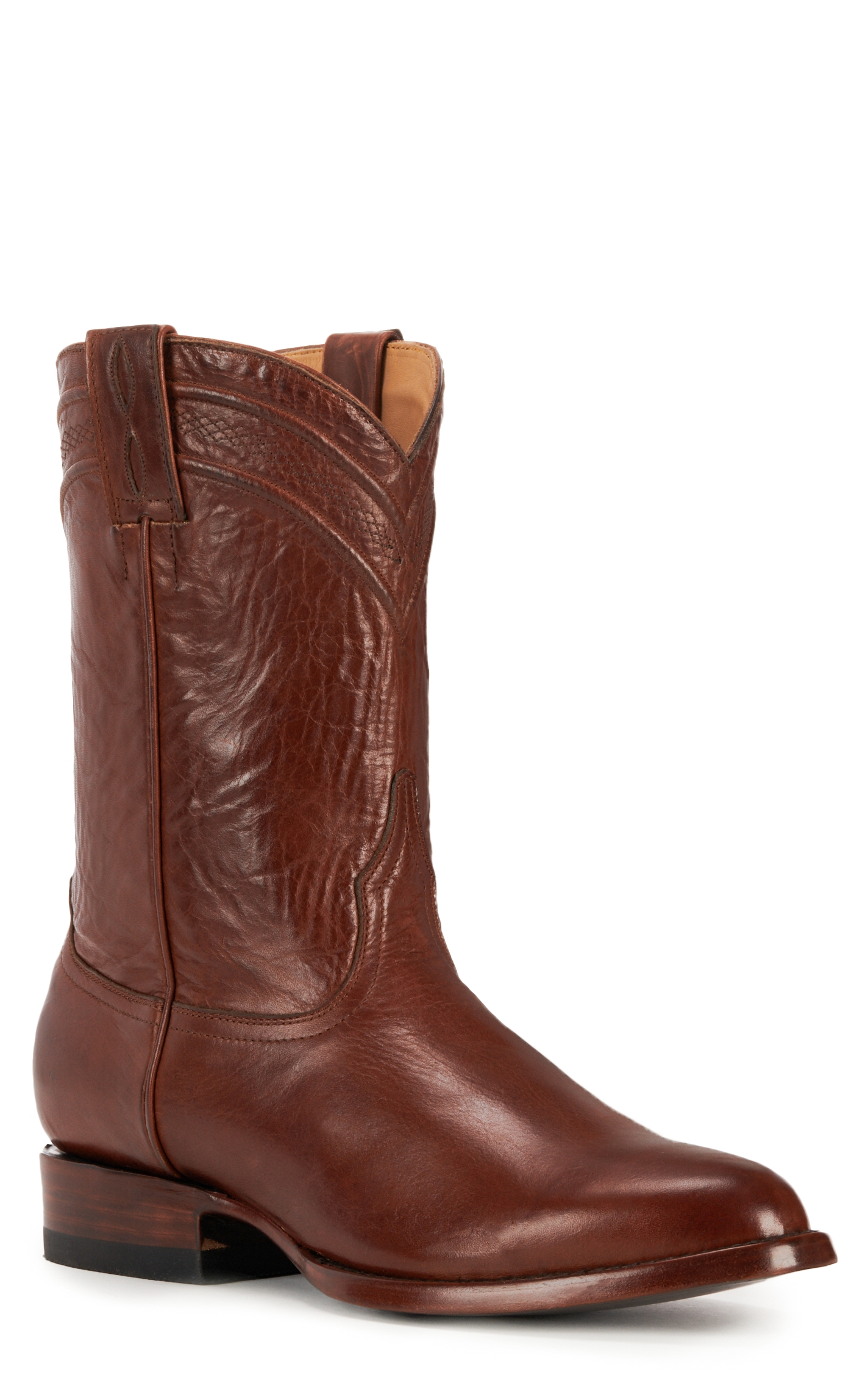 JRC & Sons Men's Todd Ranch Hand Leather Round Toe Roper Boot in Tan - Image 1