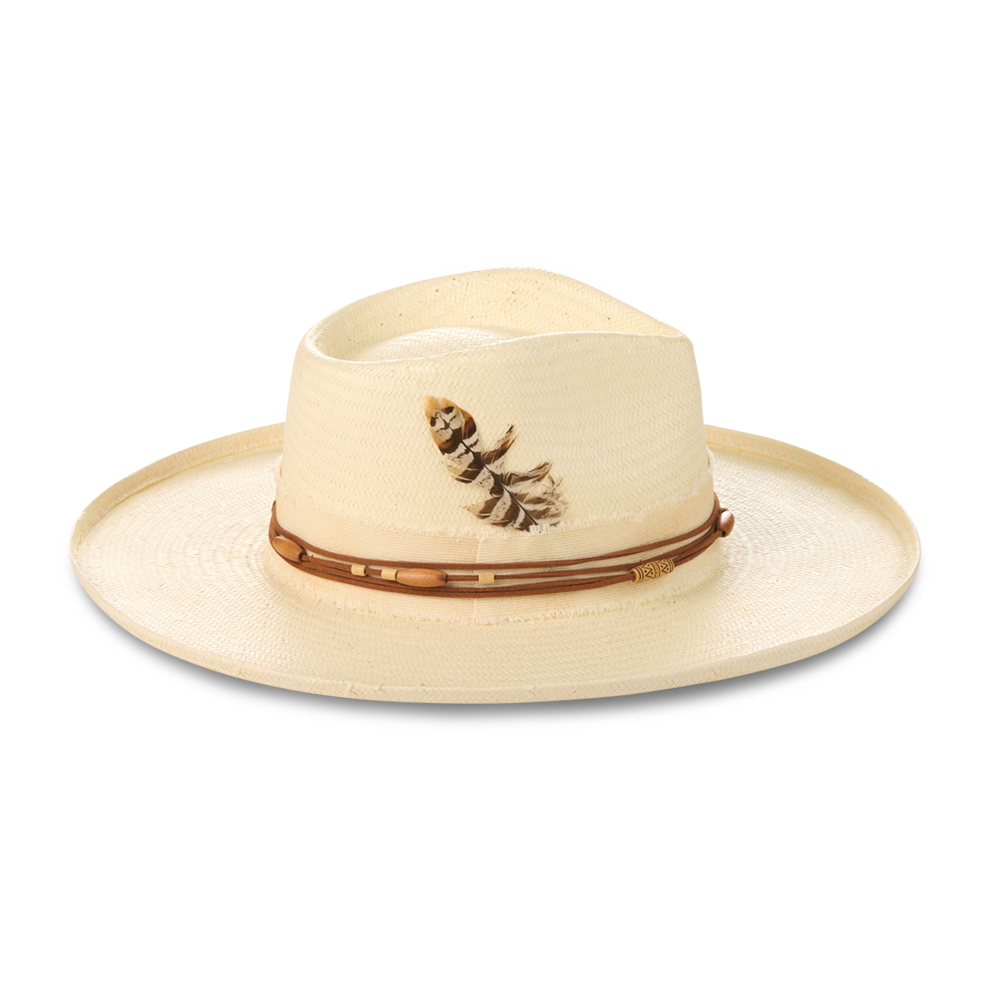 Rockin C Women's Natural Curl Brim Wooden Bead Trim Western Hat - Image 1