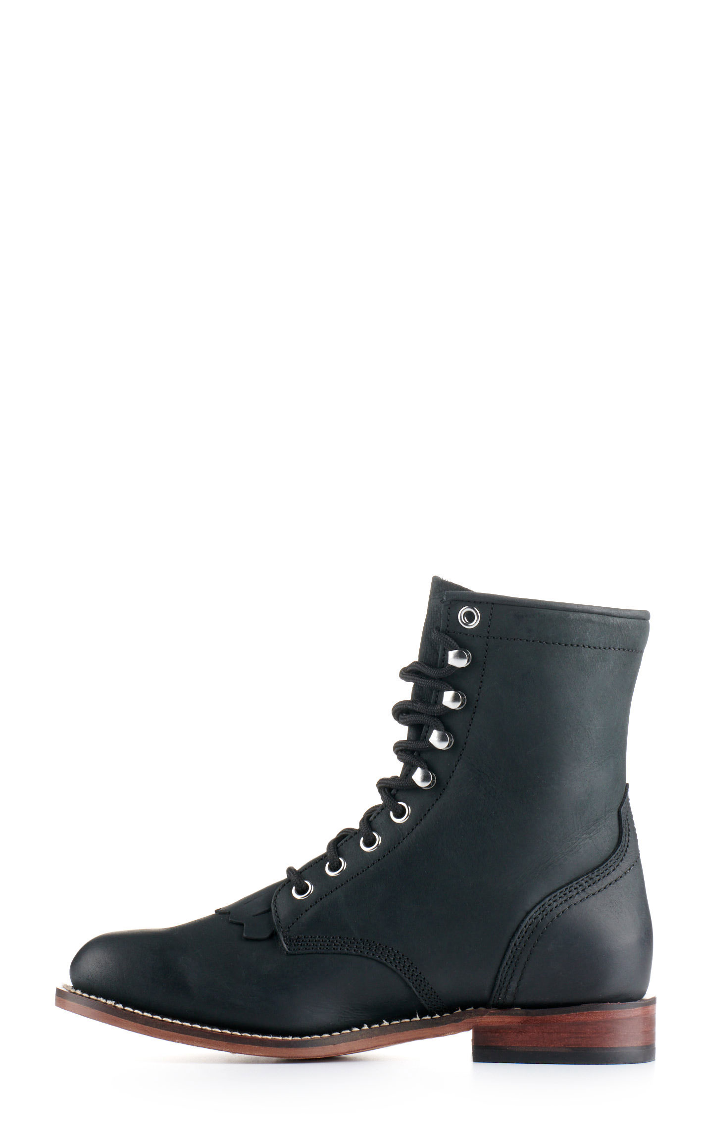 Justin Women's McKean Black Round Toe Lace Up Roper Boot - Image 1