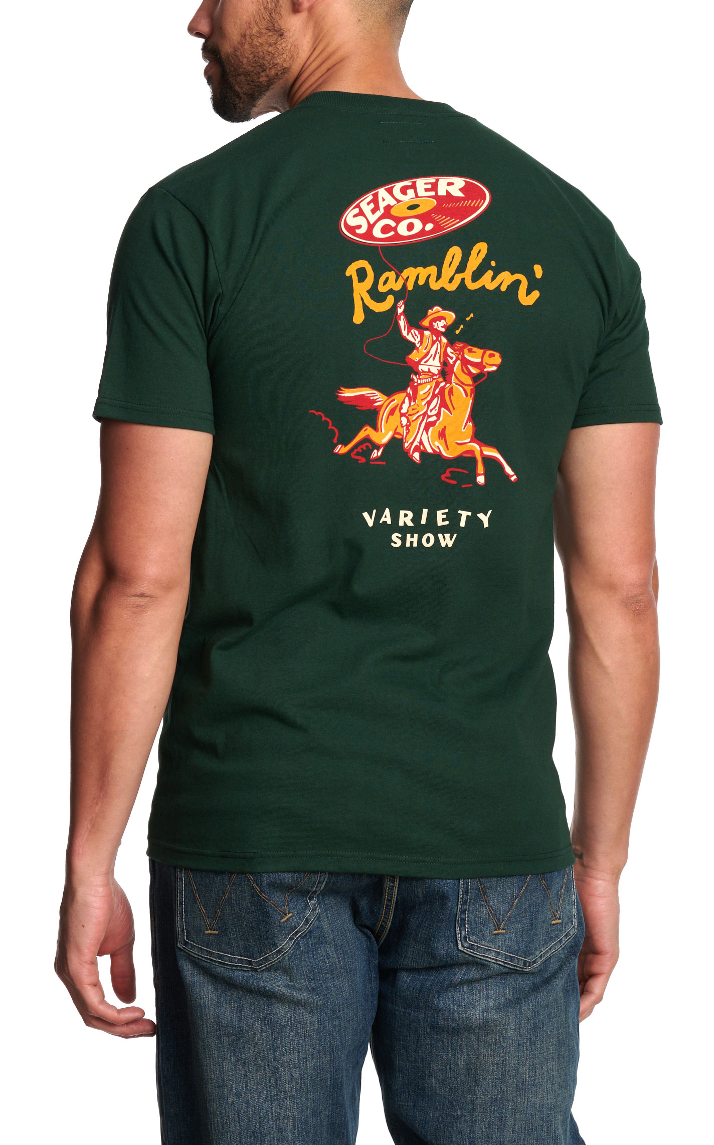 Seager Men's Green Ramblin Variety Show Logo T-Shirt  - Image 1
