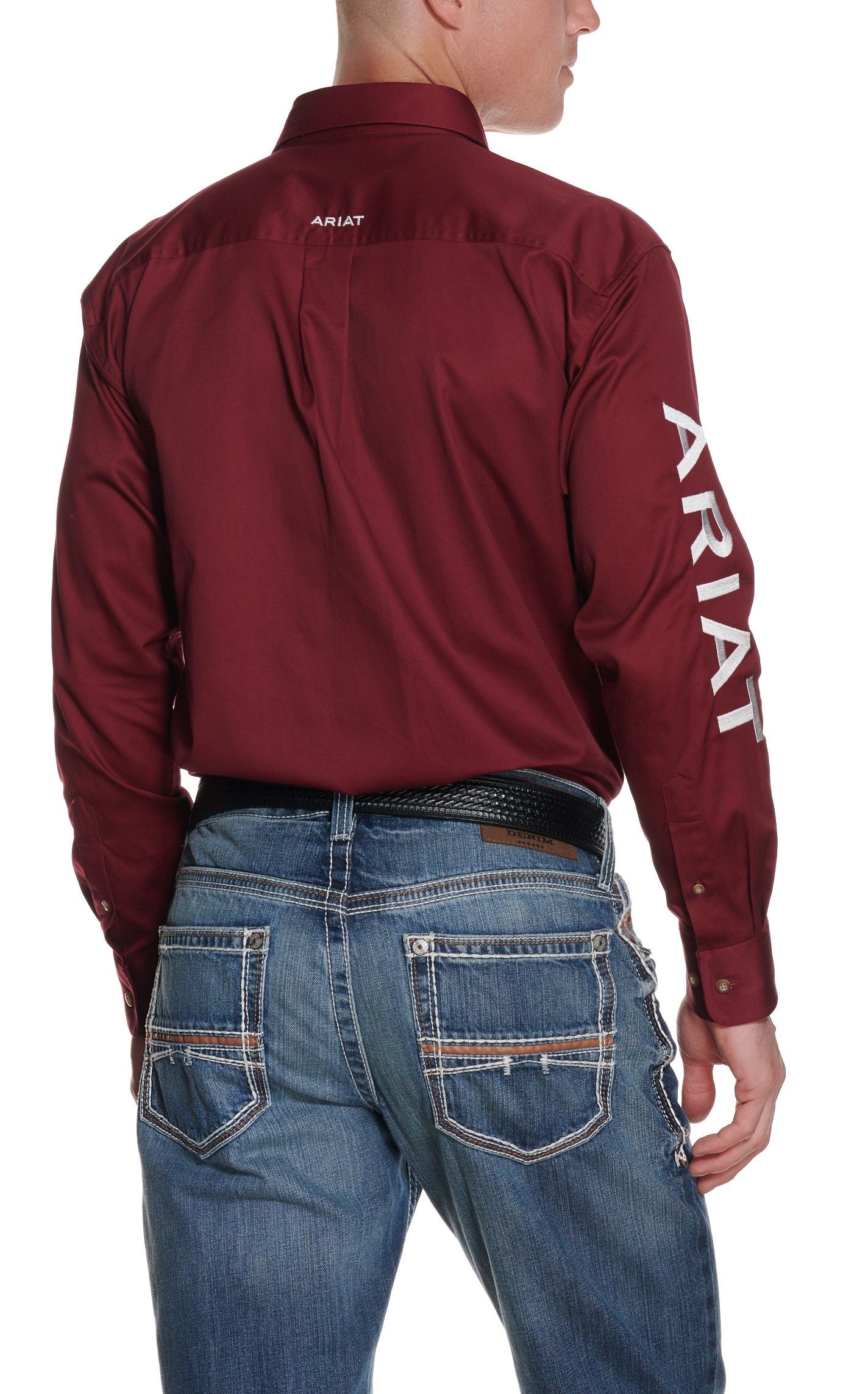Ariat Men's Burgundy Team Logo Long Sleeve Western Shirt - Image 1