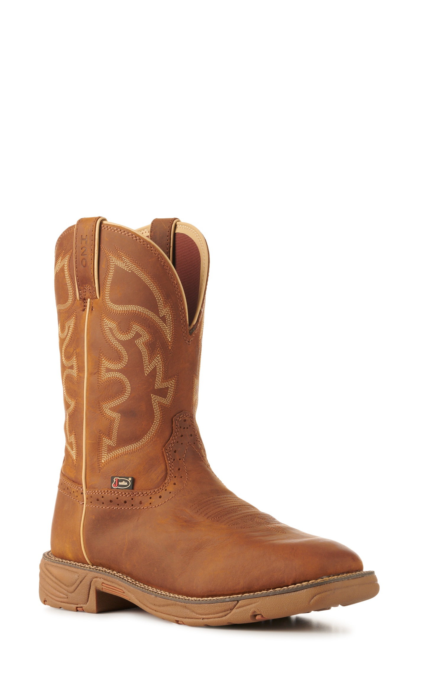 Justin Men's Rush Tan Waterproof Square Toe Work Boots - Image 1