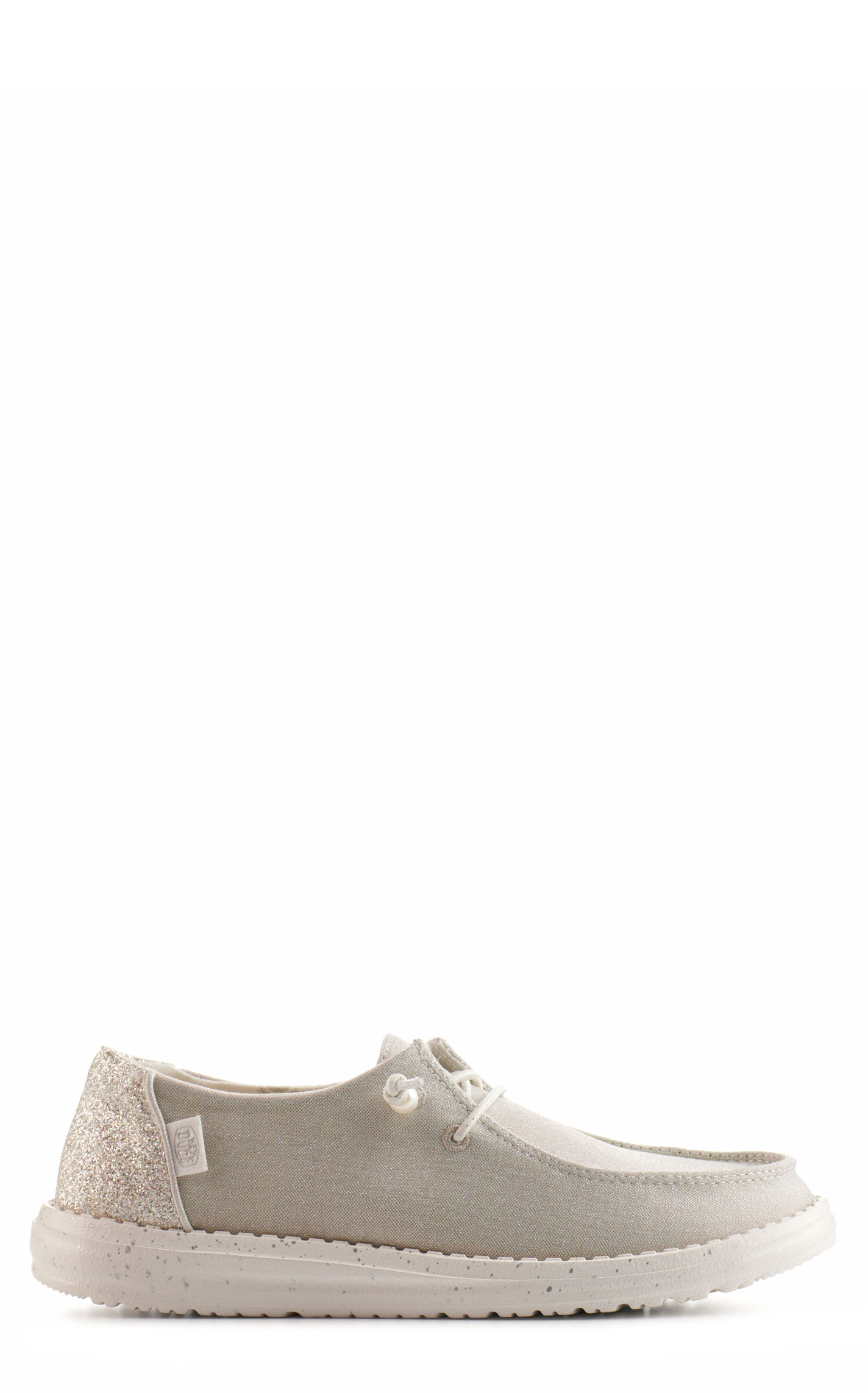 Hey Dude Women's Wendy Celestial Shine Ivory with Glitter Moc Toe Lace Up Casual Shoes - Image 1