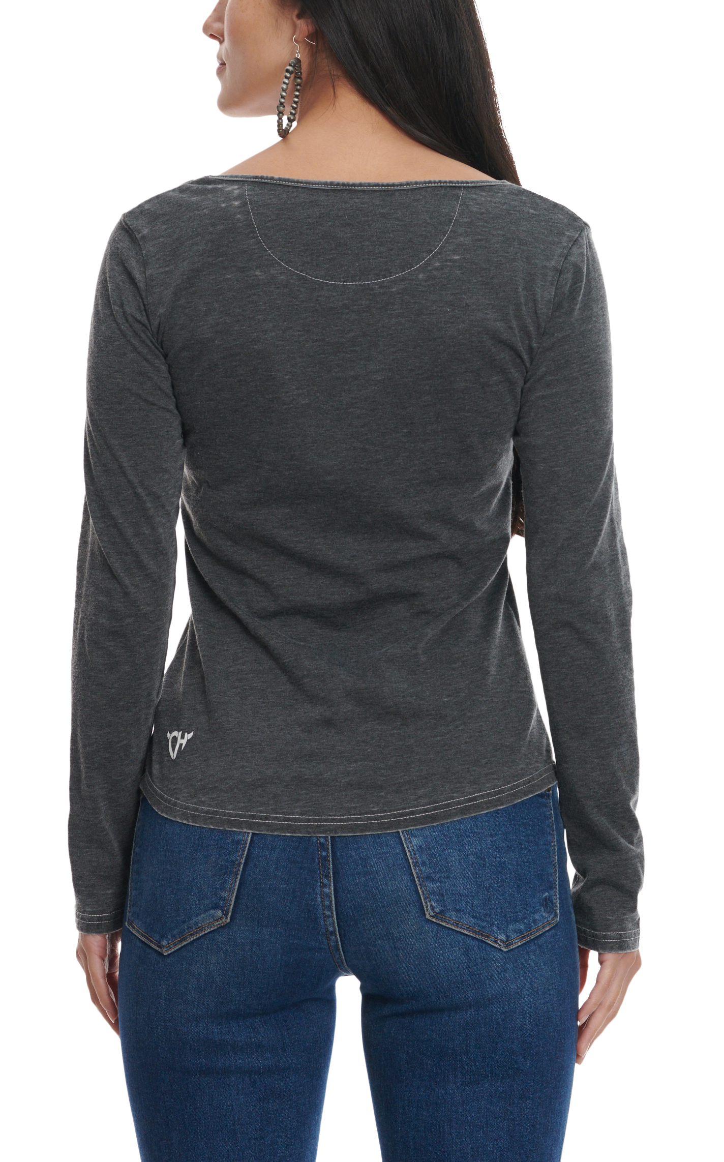 Cowgirl Hardware Women's Charcoal Serape Rodeo & Bling Long Sleeve T-Shirt - Image 1