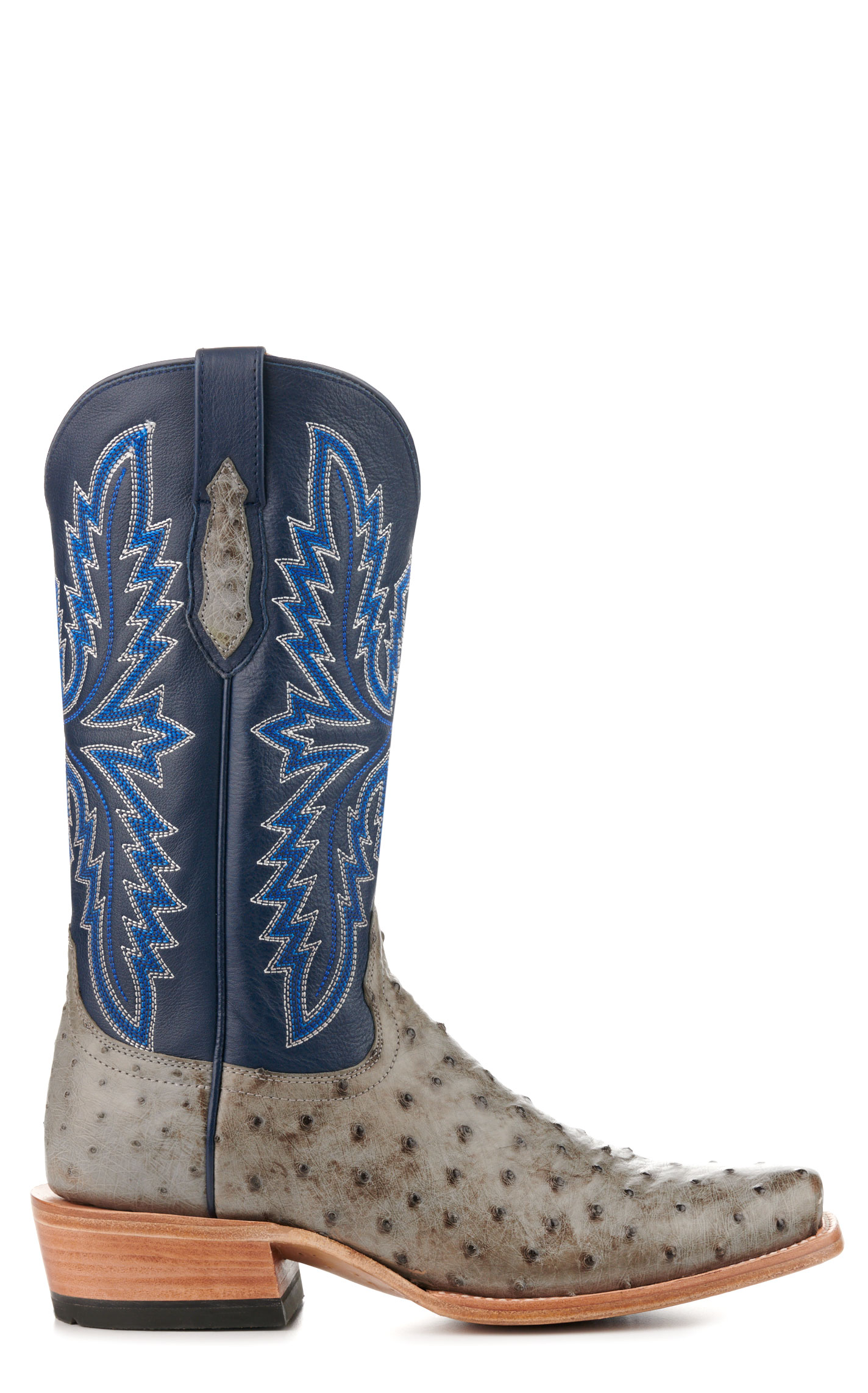 Ariat Men's Futurity Relentless Buckles Blue and Gray Full Quill Ostrich Punchy Square Toe Exotic Cowboy Boots - Image 1