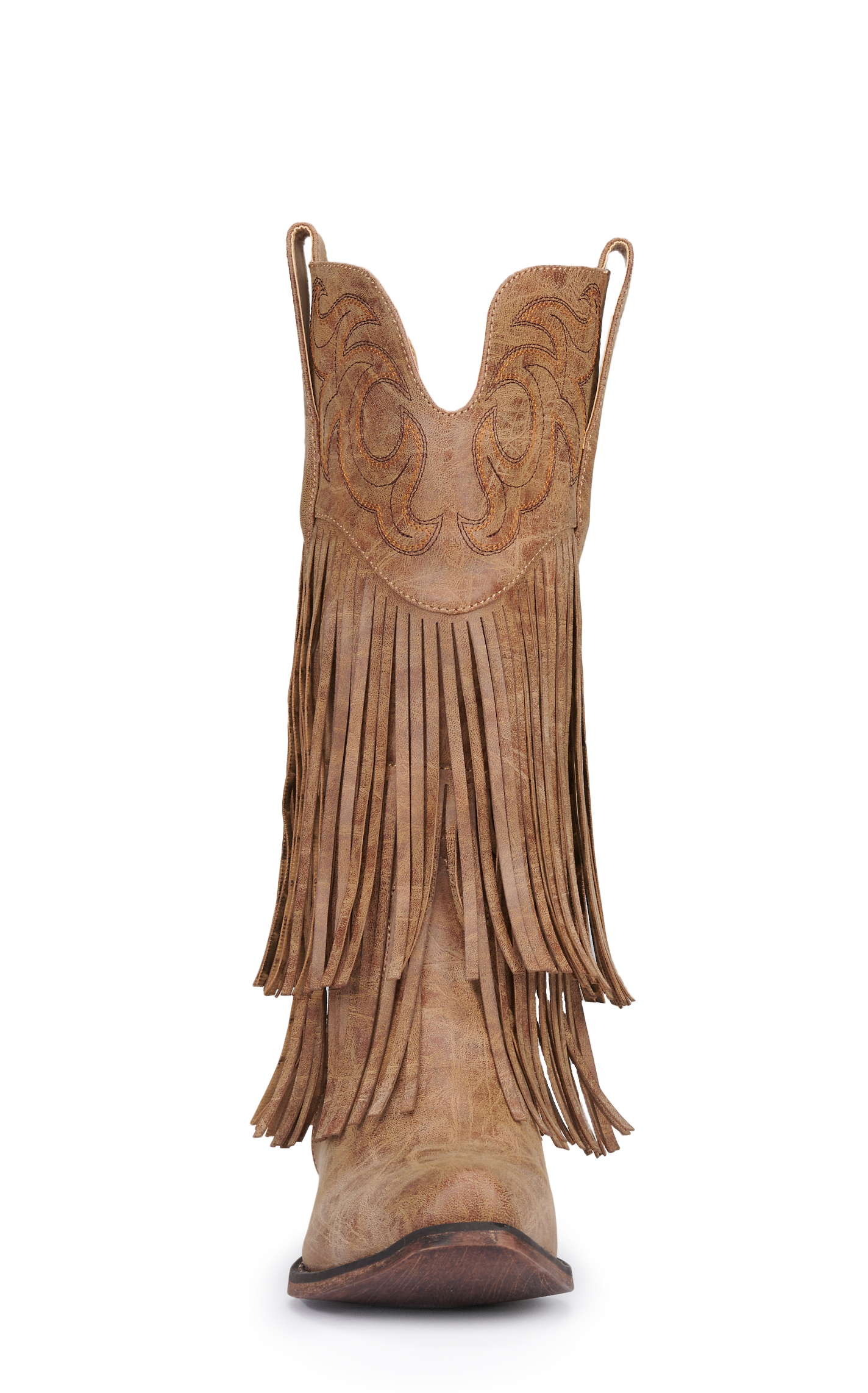 Roper Women's Tan Faux Leather with Fringe Snip Toe Boots - Image 1