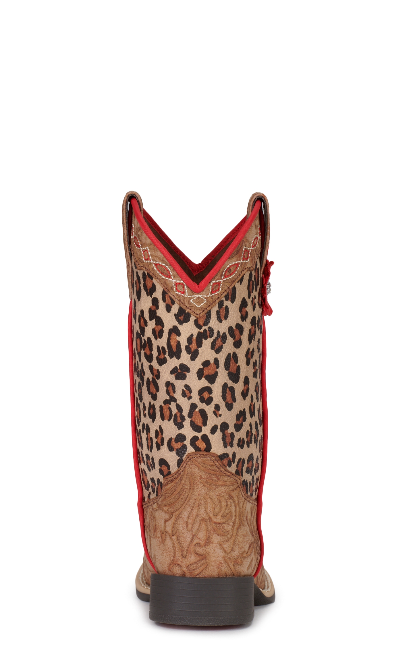 Twister Girls' Avery Tan Floral and Leopard Print Square Toe Cowboy Boots - Image 1