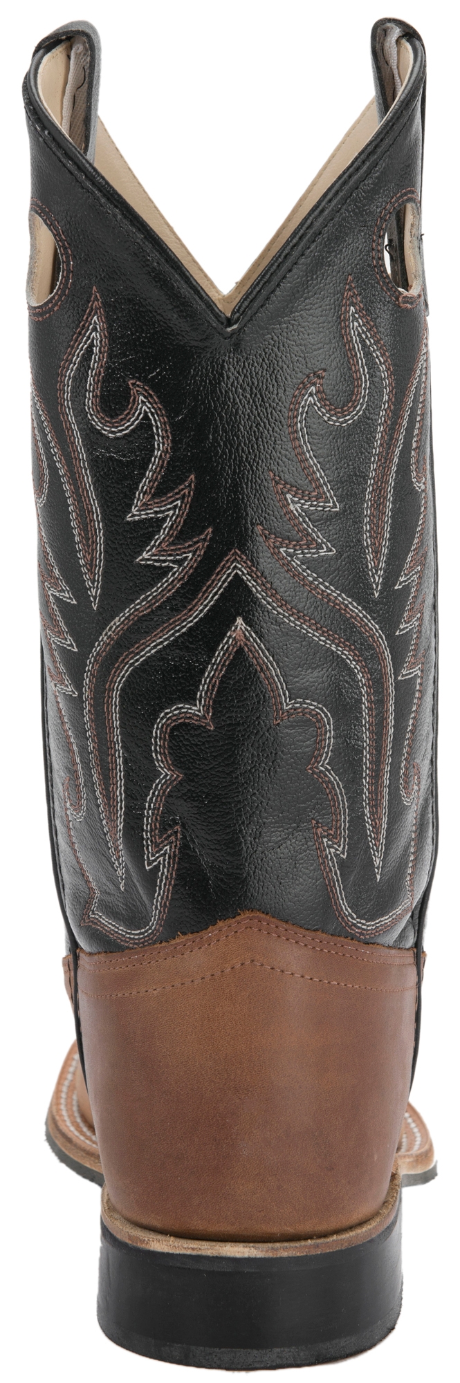 Old West Youth Distressed Brown and Black Corona Calf Leather Square Toe Cowboy Boots - Image 1