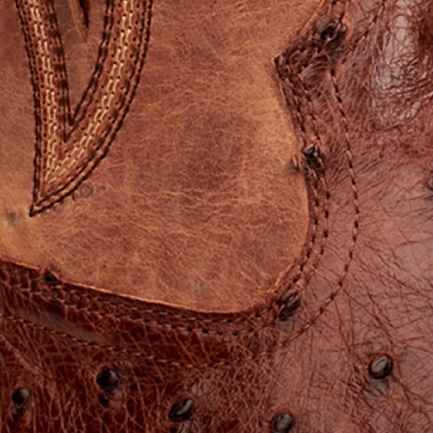 Ariat Men's Dagger Tan and Dark Tabac Full Quill Ostrich Shock Shield Wide Square Toe Exotic Cowboy Boots - Image 1