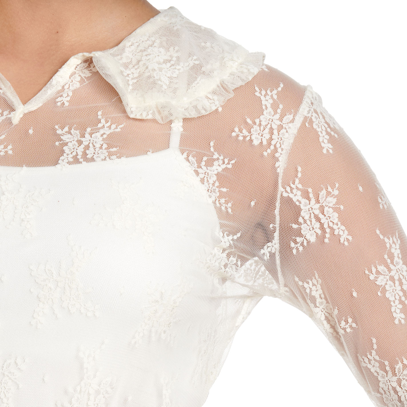 Turquoise Haven Women's Cream Embroidered Lace Top - Image 1
