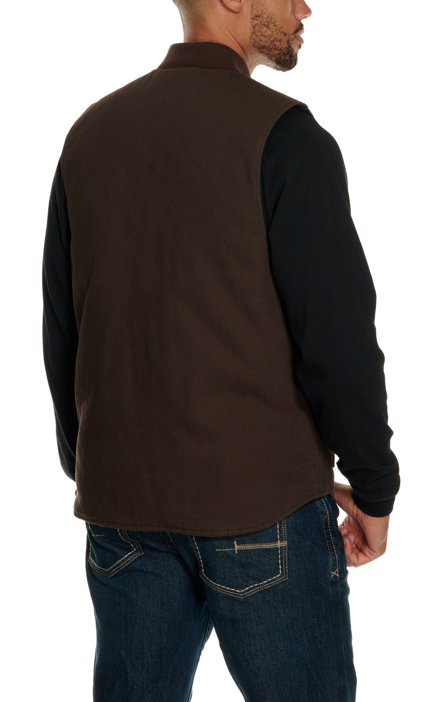Cowboy Workwear Men's Dark Brown Washed Canvas Vest - Image 1
