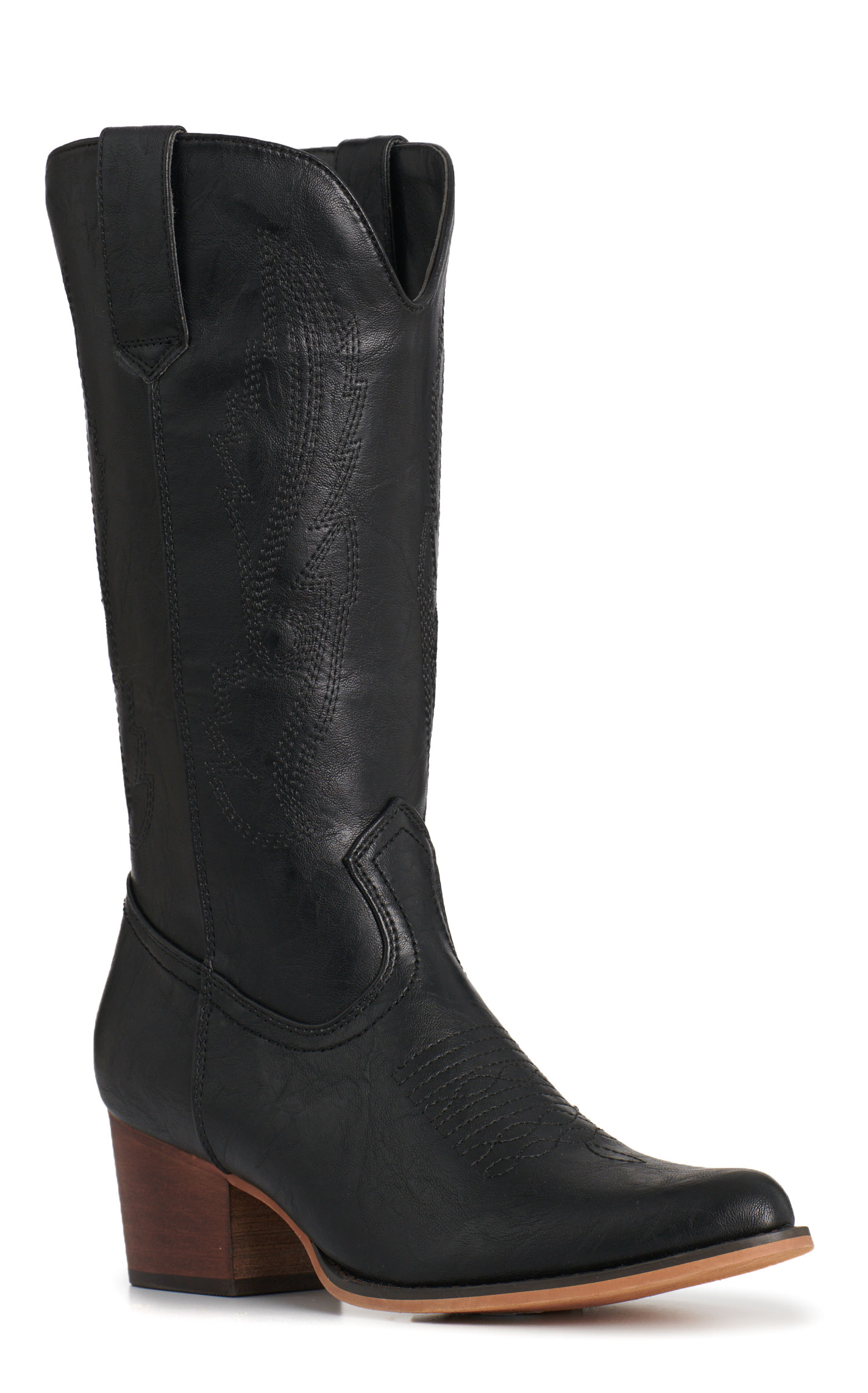 Roper Women's Nettie Black Faux Leather Snip Toe Cowboy Boots - Image 1
