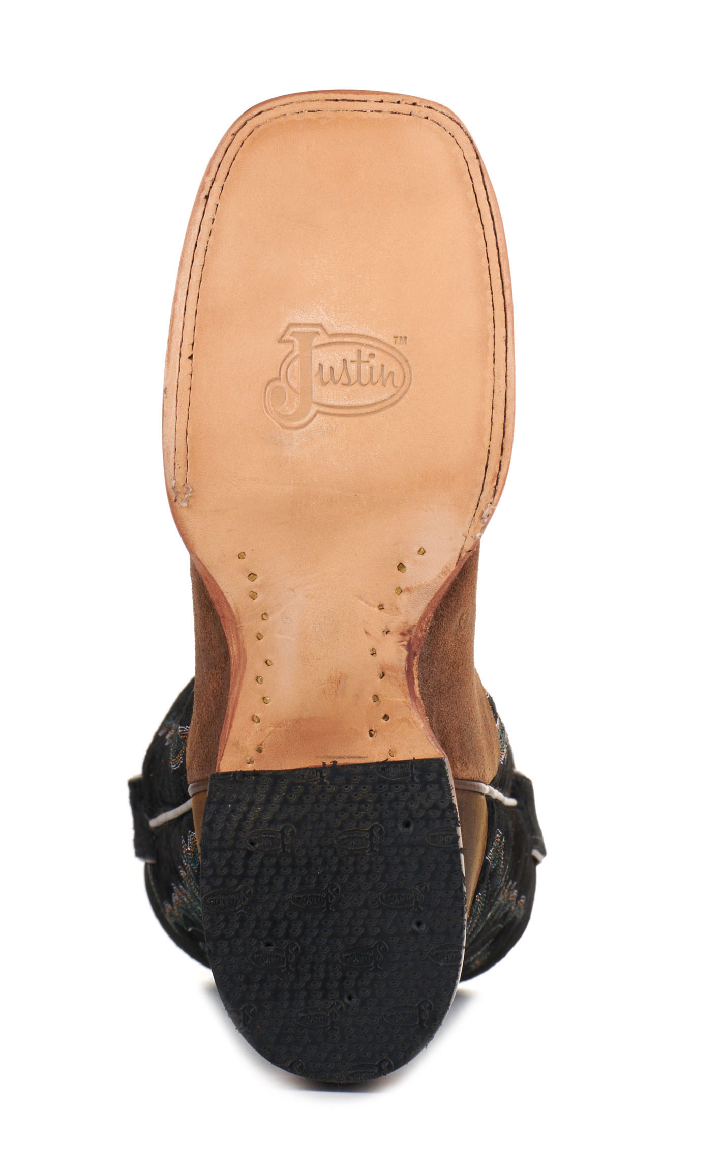 Justin Women's Palisade Clay Brown Suede and Black Wide Square Toe Cowboy Boots - Image 1