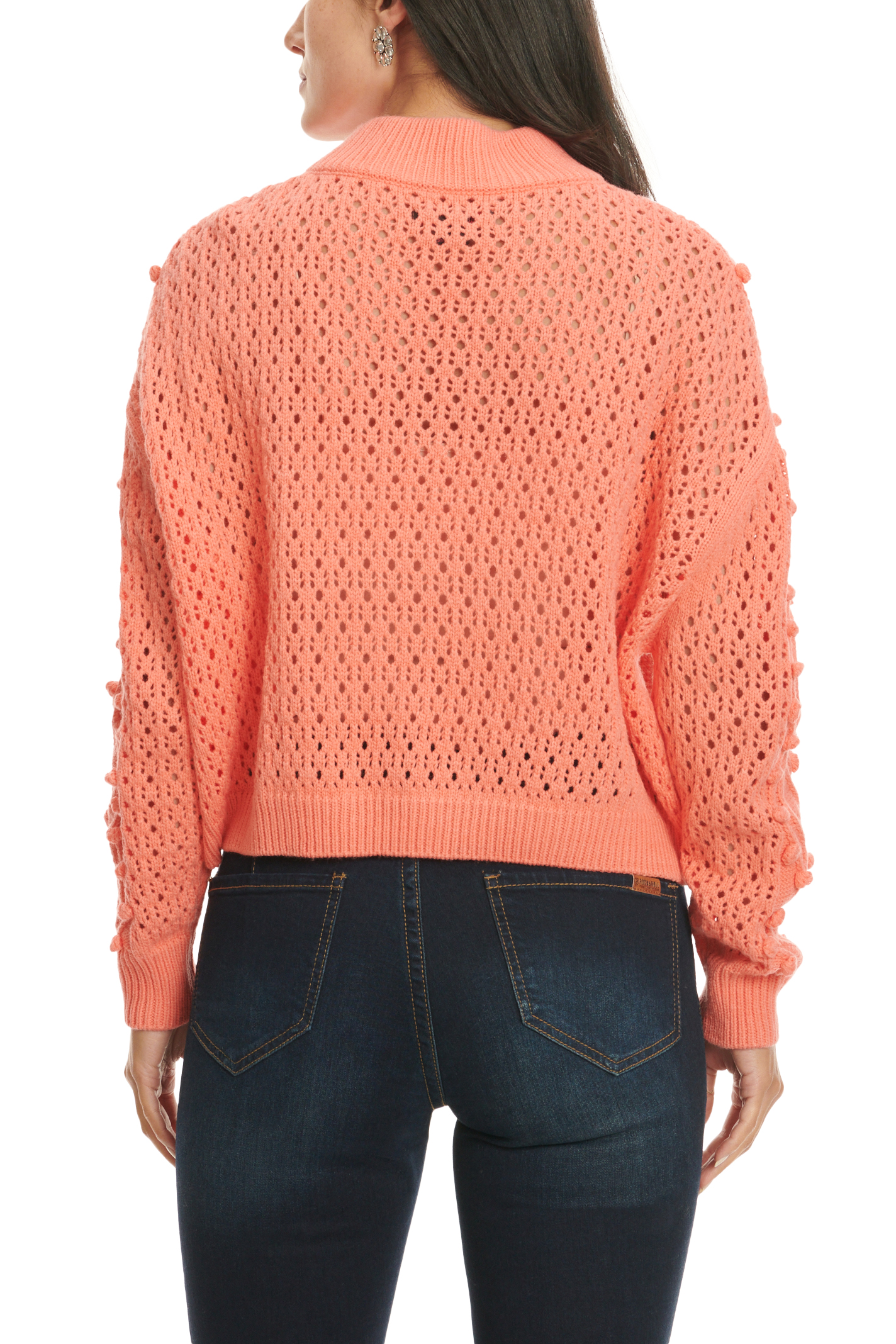 Rock & Roll Denim Women's Bright Coral Long Sleeve Sweater - Image 1