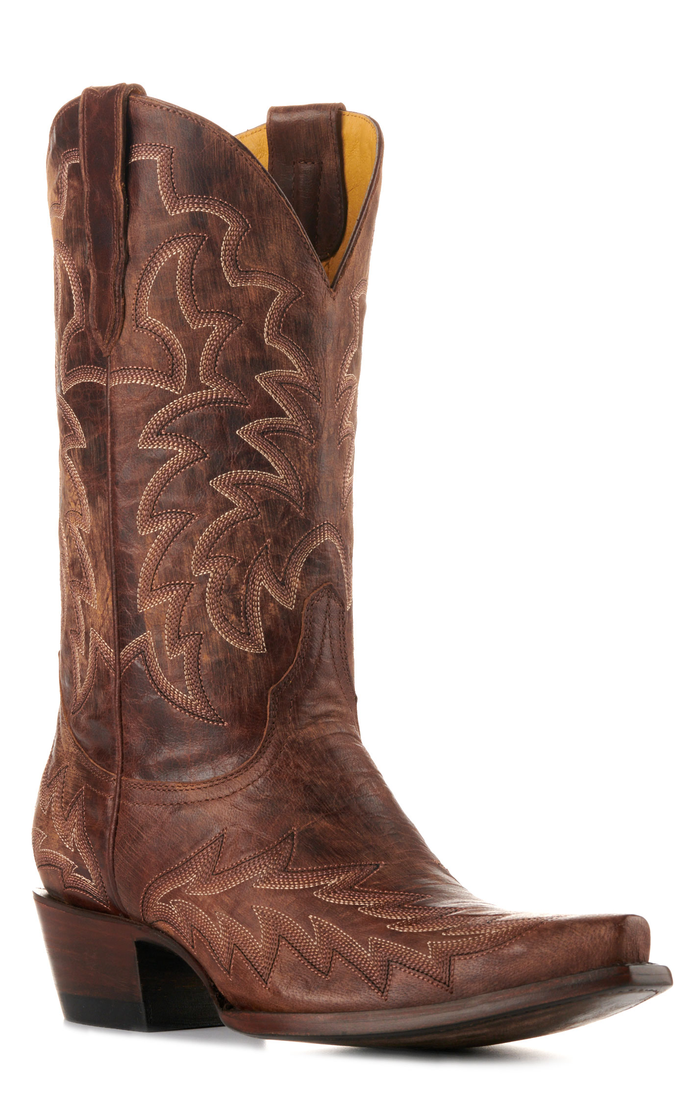 Cavender’s Women’s Vesuvio Brass Leather Brown Snip Toe Cowboy Boots  - Image 1