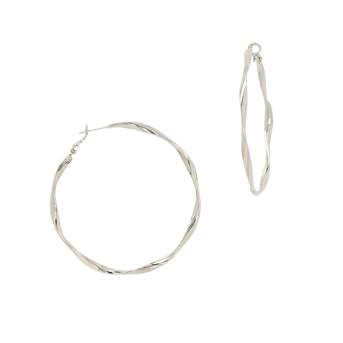Southern Grace Silver Twisted Large Hoop Earrings - Image 1