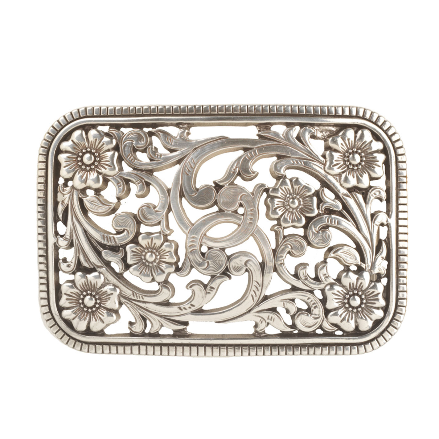 Nocona Silver Floral Filigree Cut-Out Buckle - Image 1