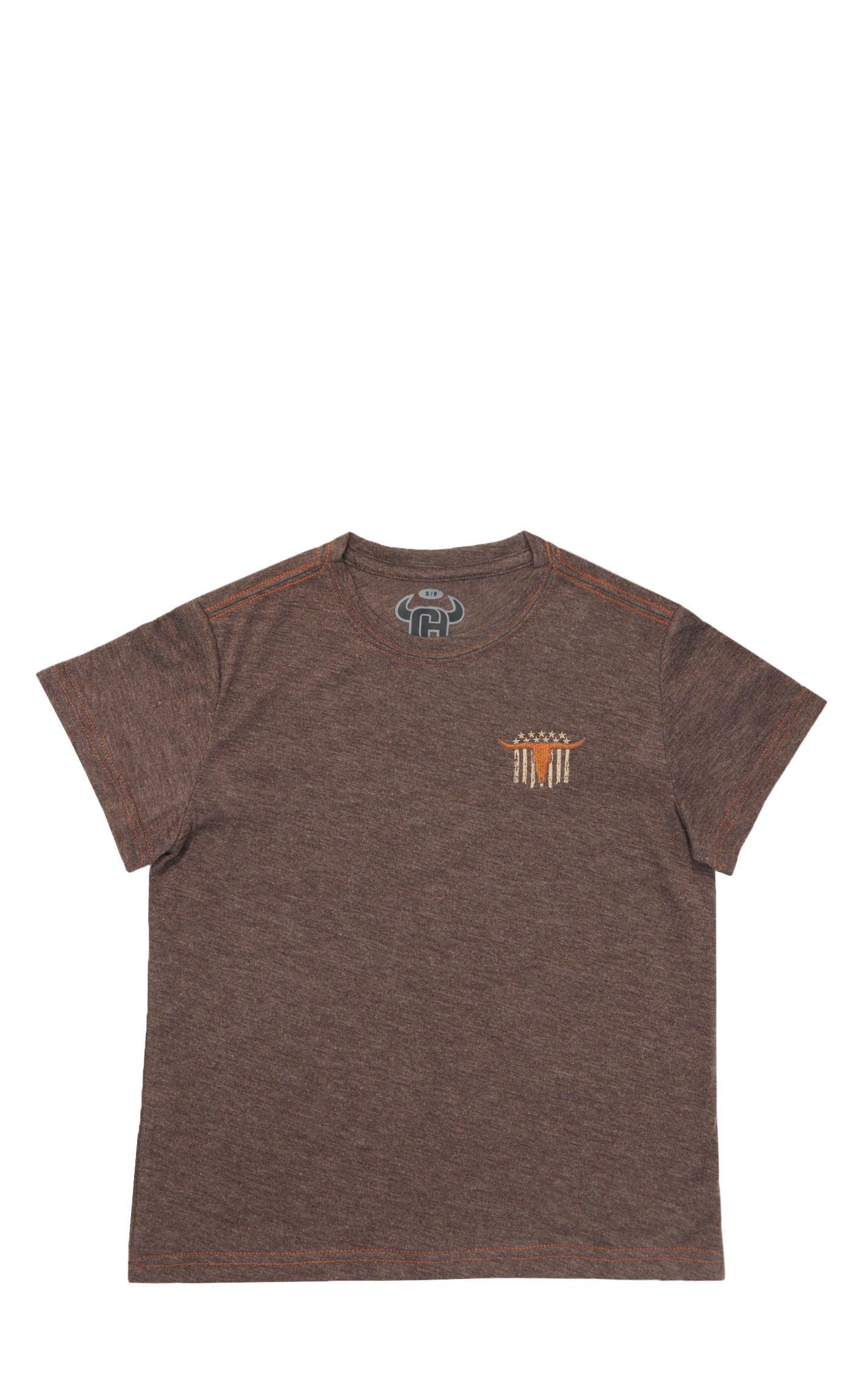 Cowboy Hardware Boy's Skull Flag Heather Brown T-Shirt - Image 1