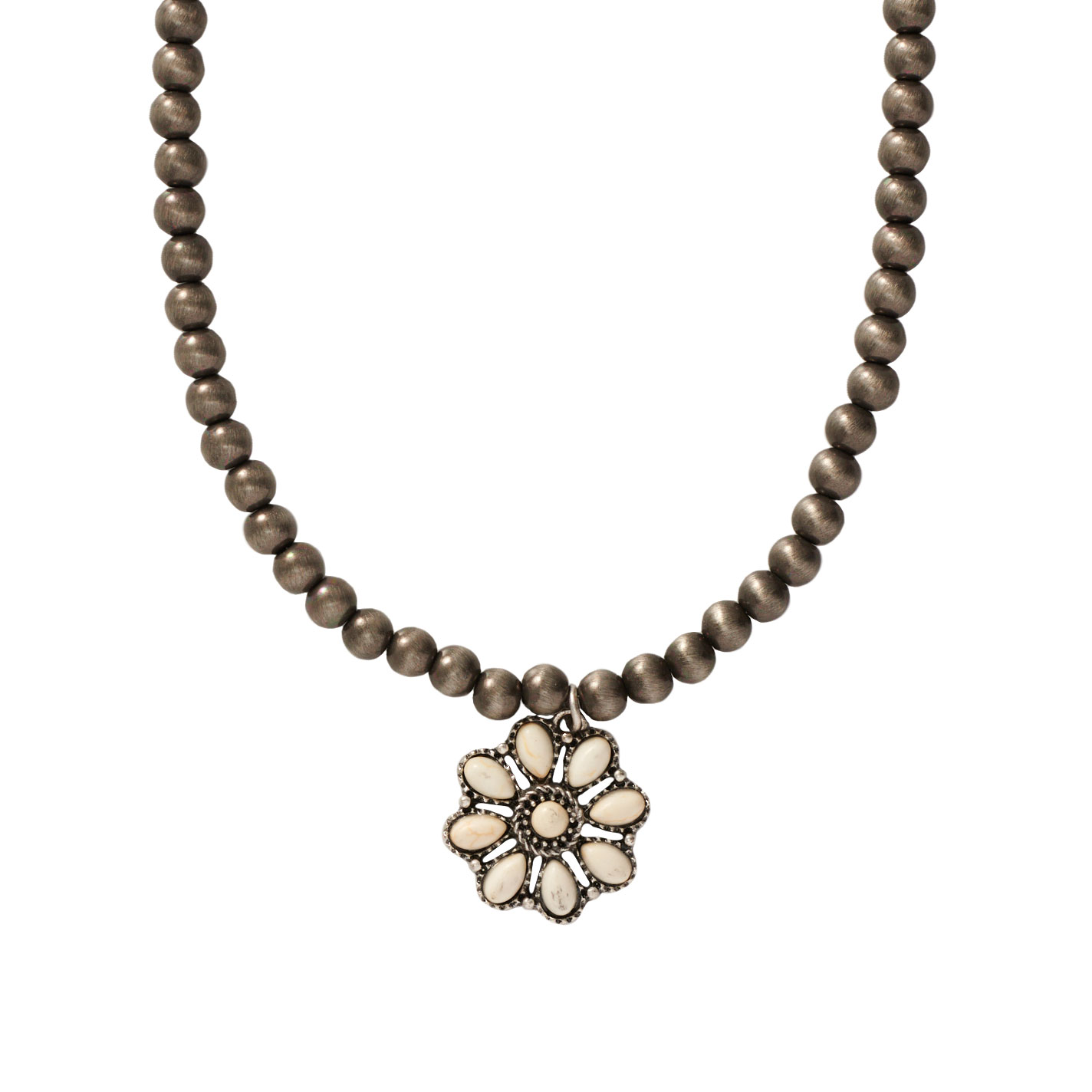 Rockin C Navajo Pearl Bead Cream Concho Necklace - Image 1