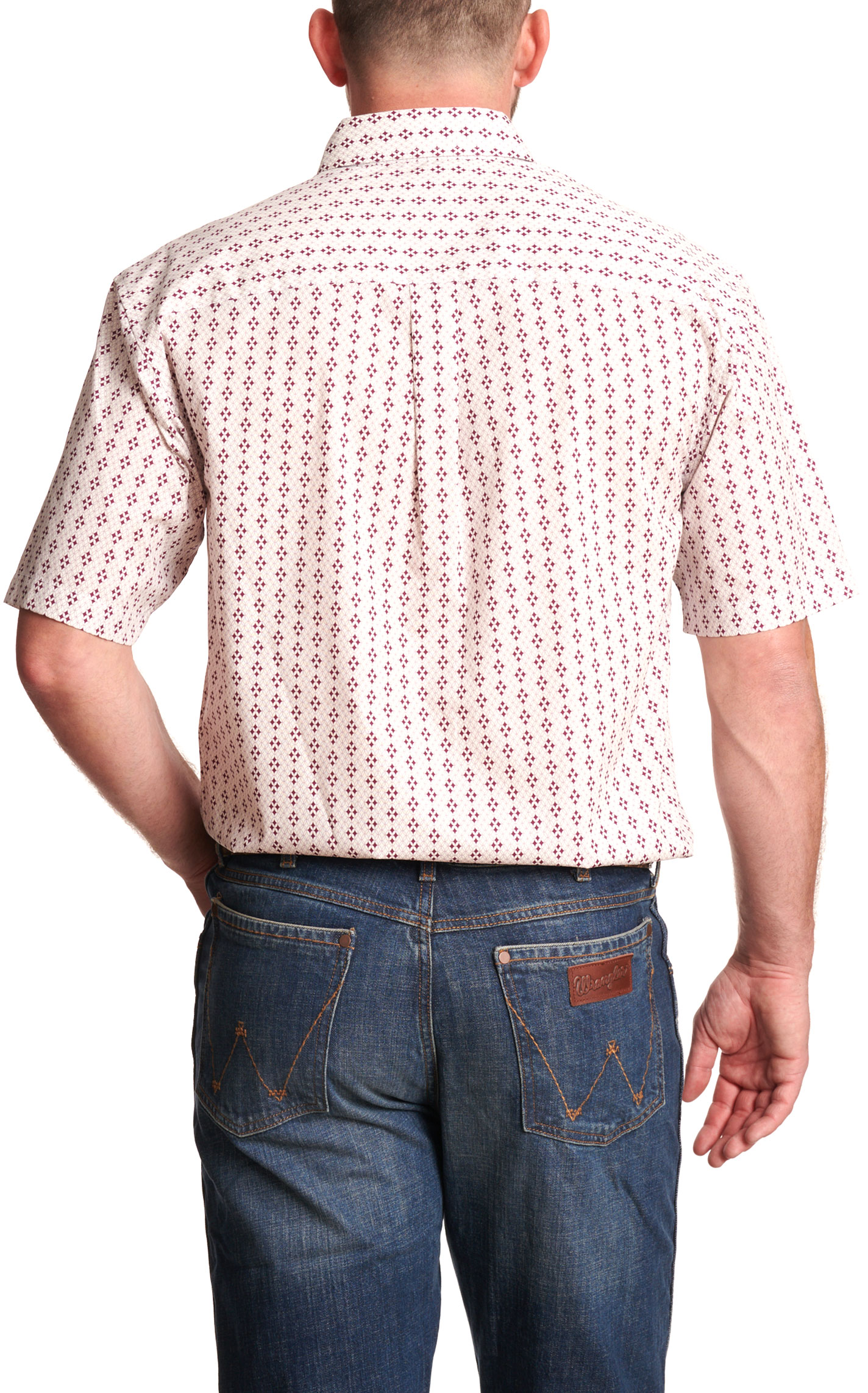 Wrangler Men's Burgundy Diamond Geo Classic Western Shirt - Image 2