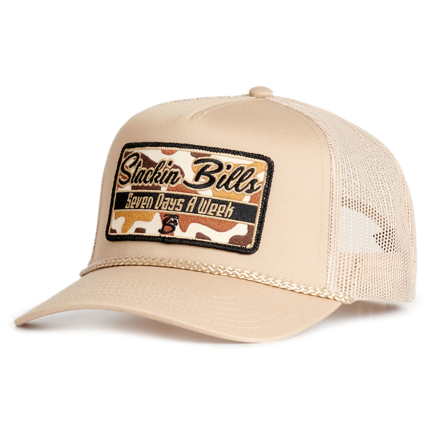 Stackin Bills Khaki Camo Stump Patch Curved Bill Mesh Cap - Image 1