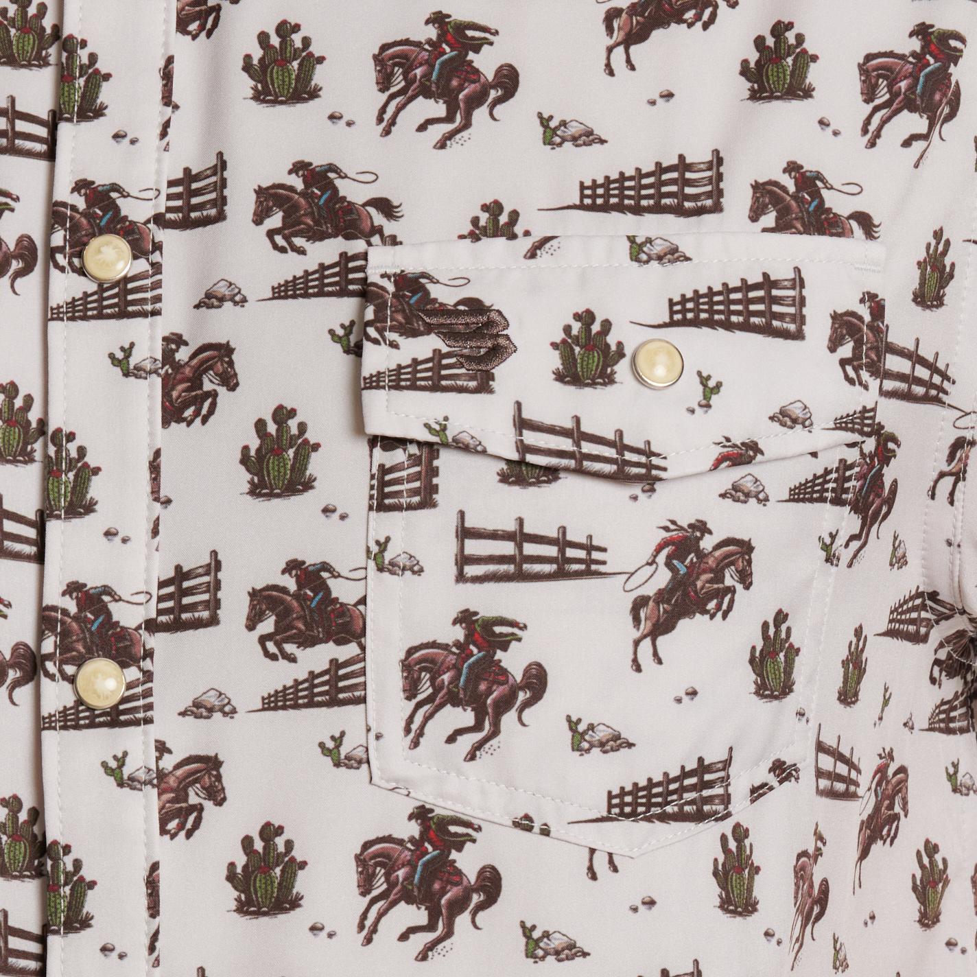 Burlebo Men's Performance Cowboy Country Taupe Western Print Shirt - Image 1