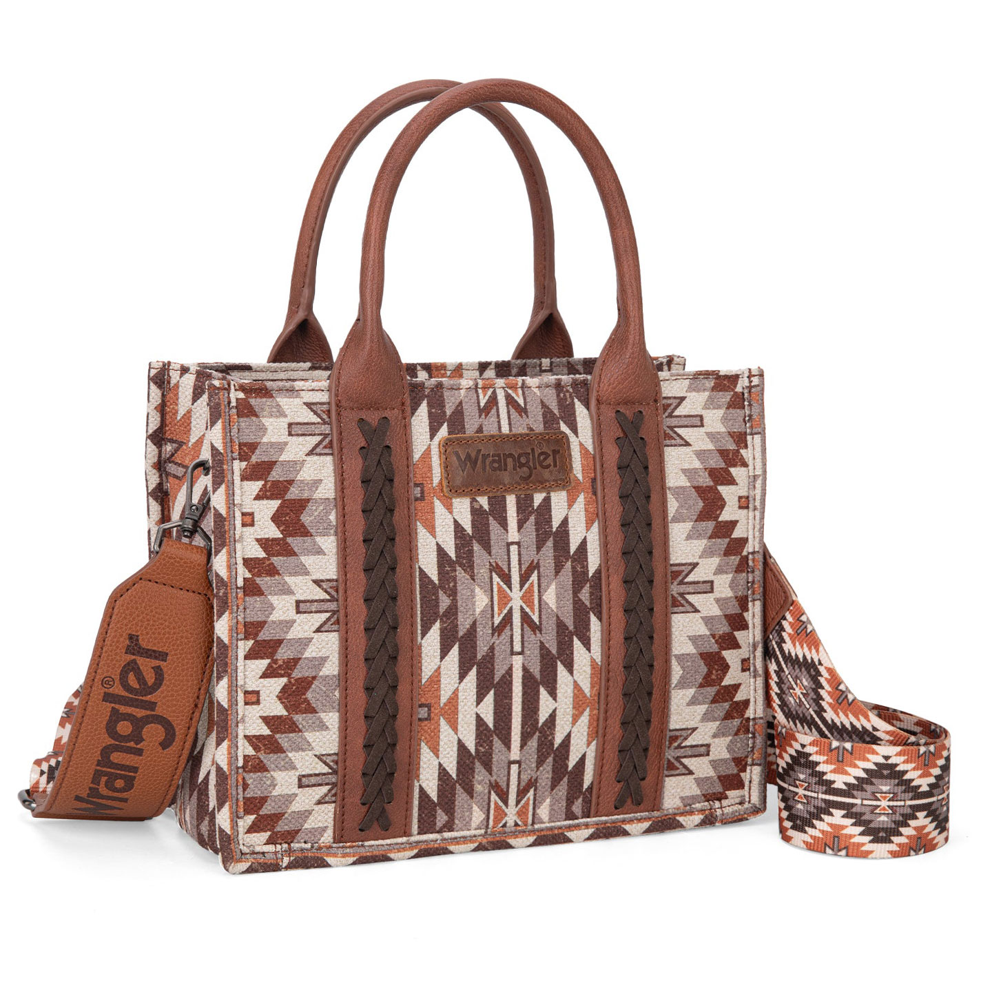 Wrangler Women's Cinnamon Aztec Print Crossbody Tote Bag - Image 1