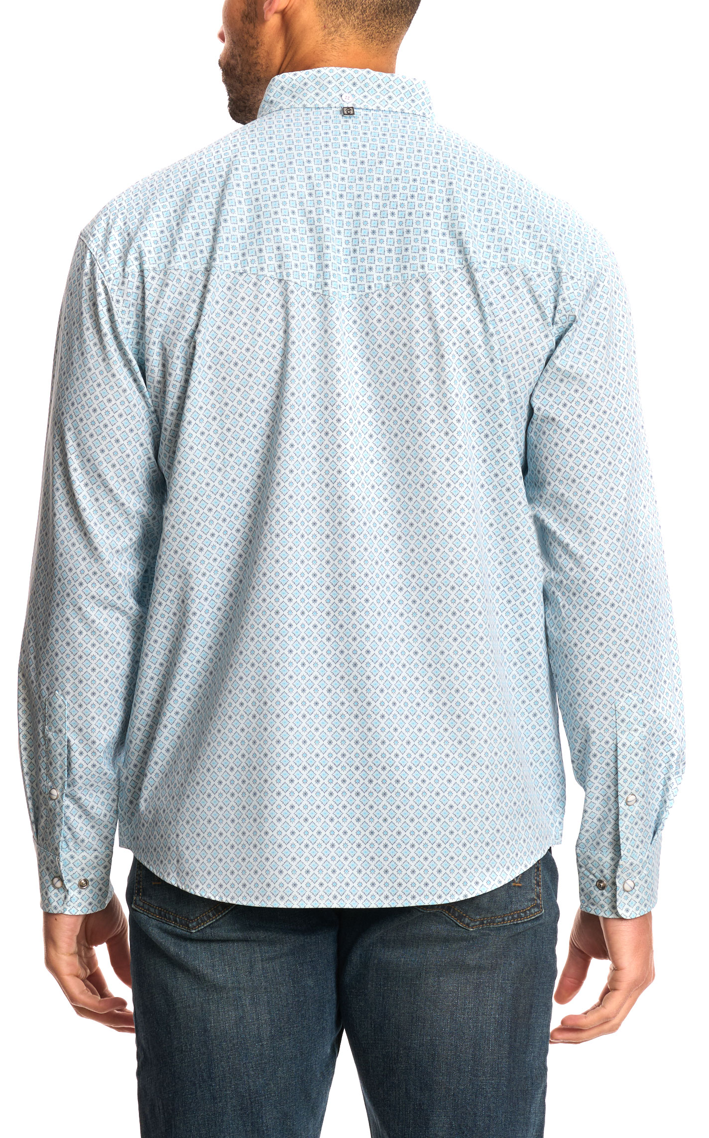 Rafter C Men's ProFlex45 Light Turquoise Geo Fishing Shirt - Image 1