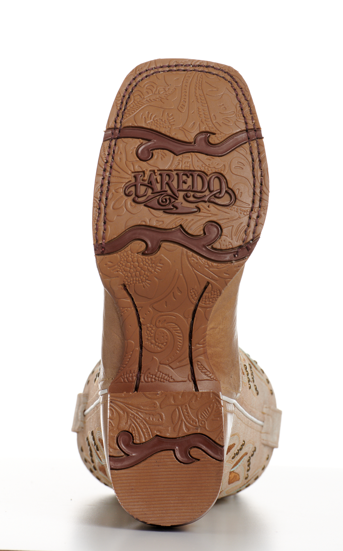Laredo Women's Lydia Sand and Distressed White Wide Square Toe Cowboy Boots - Image 1