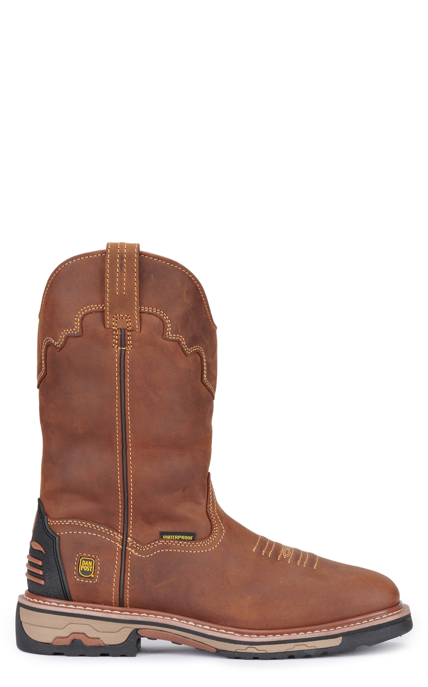 MEN 11IN  SAD TAN CH W/COLLAR WP PULL ON WD SQ TOE - Image 1