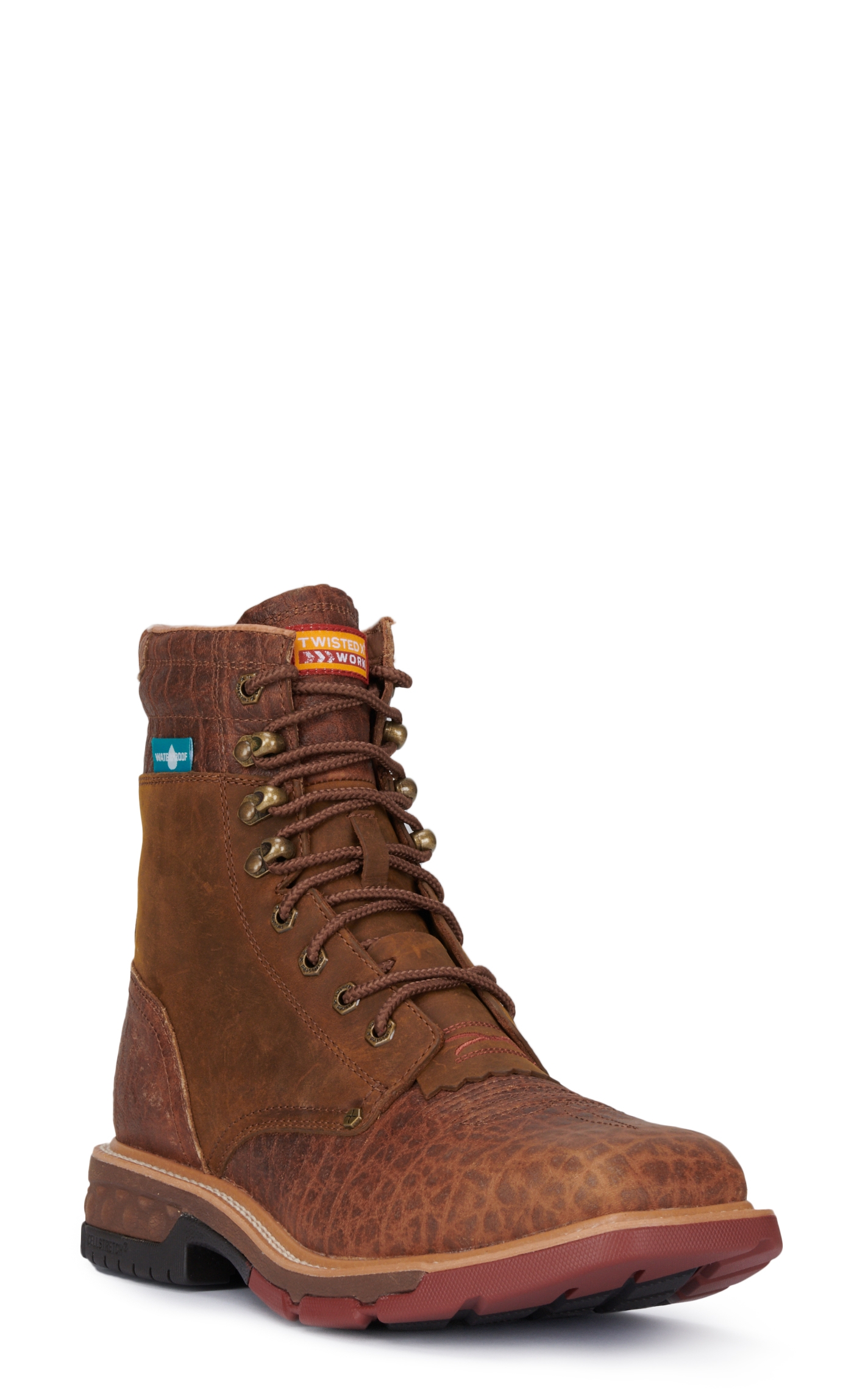 Twisted X Men's Cognac Waterproof CellStretch Square Composite Toe Lace Up Work Boot - Image 1