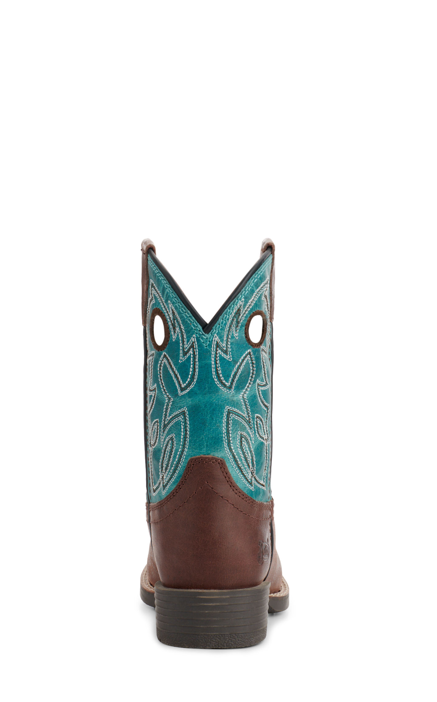 Justin Youth Bowline Junior Dark Brown and Blue Wide Square Toe Cowboy Boots - Image 1