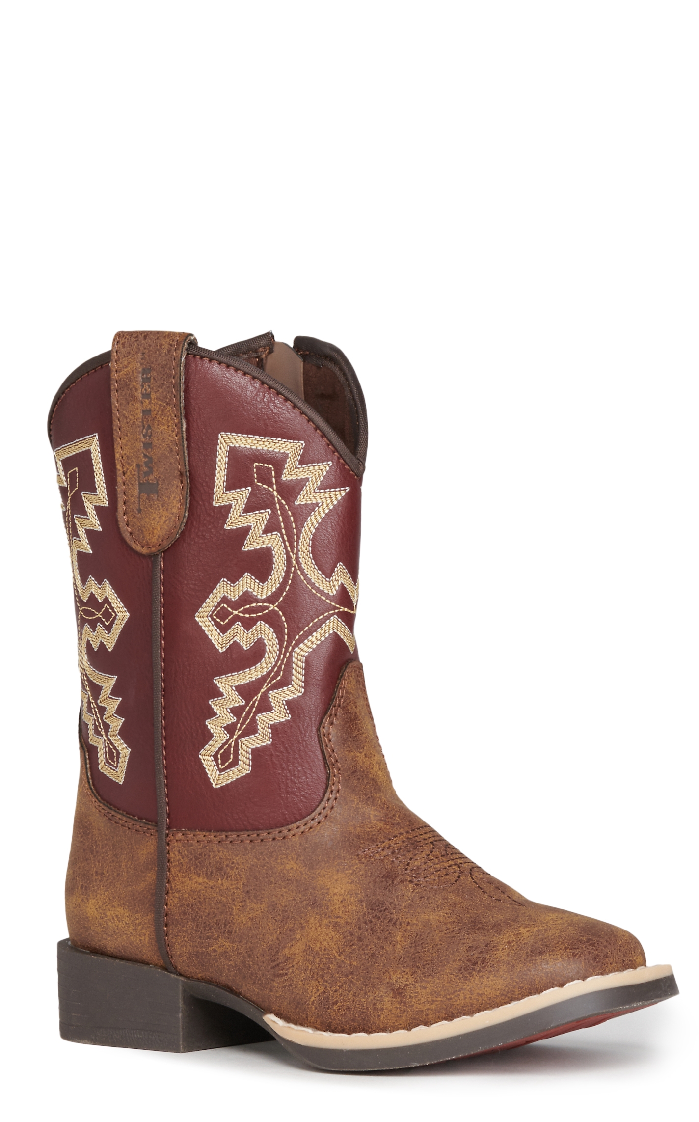 Twister Toddlers' Blake Burgundy and Brown Square Toe Cowboy Boots - Image 1