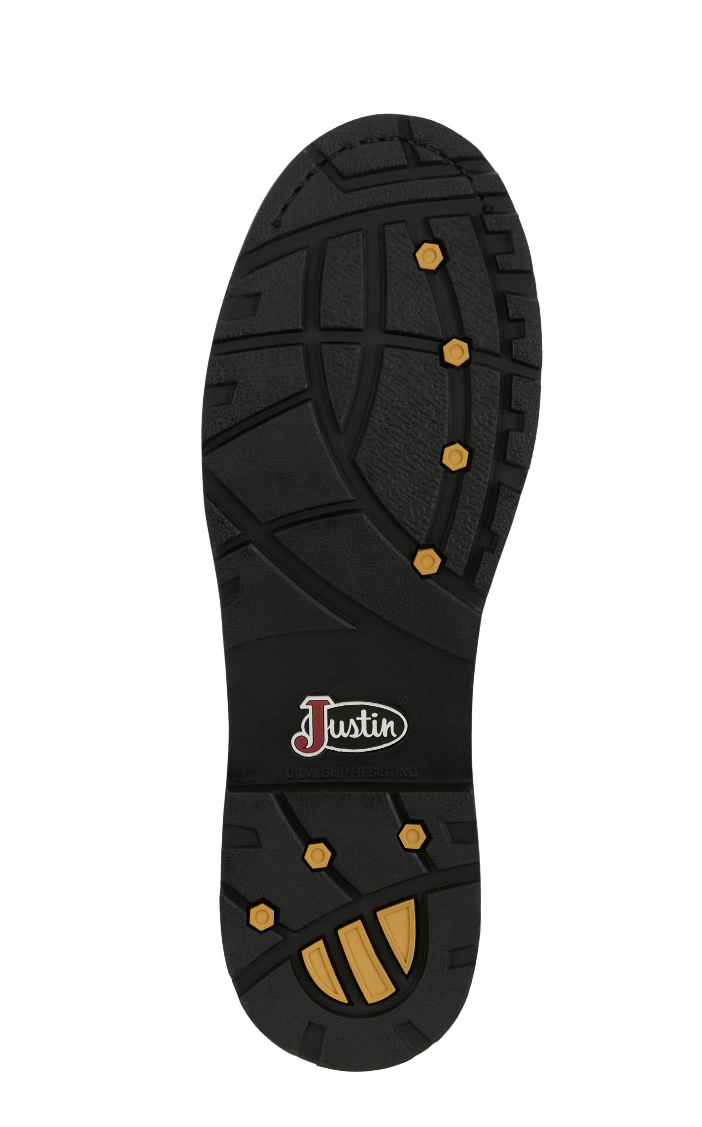 Justin Men's Black Lace-Up Waterproof Round Steel Toe Work Boots - Image 1